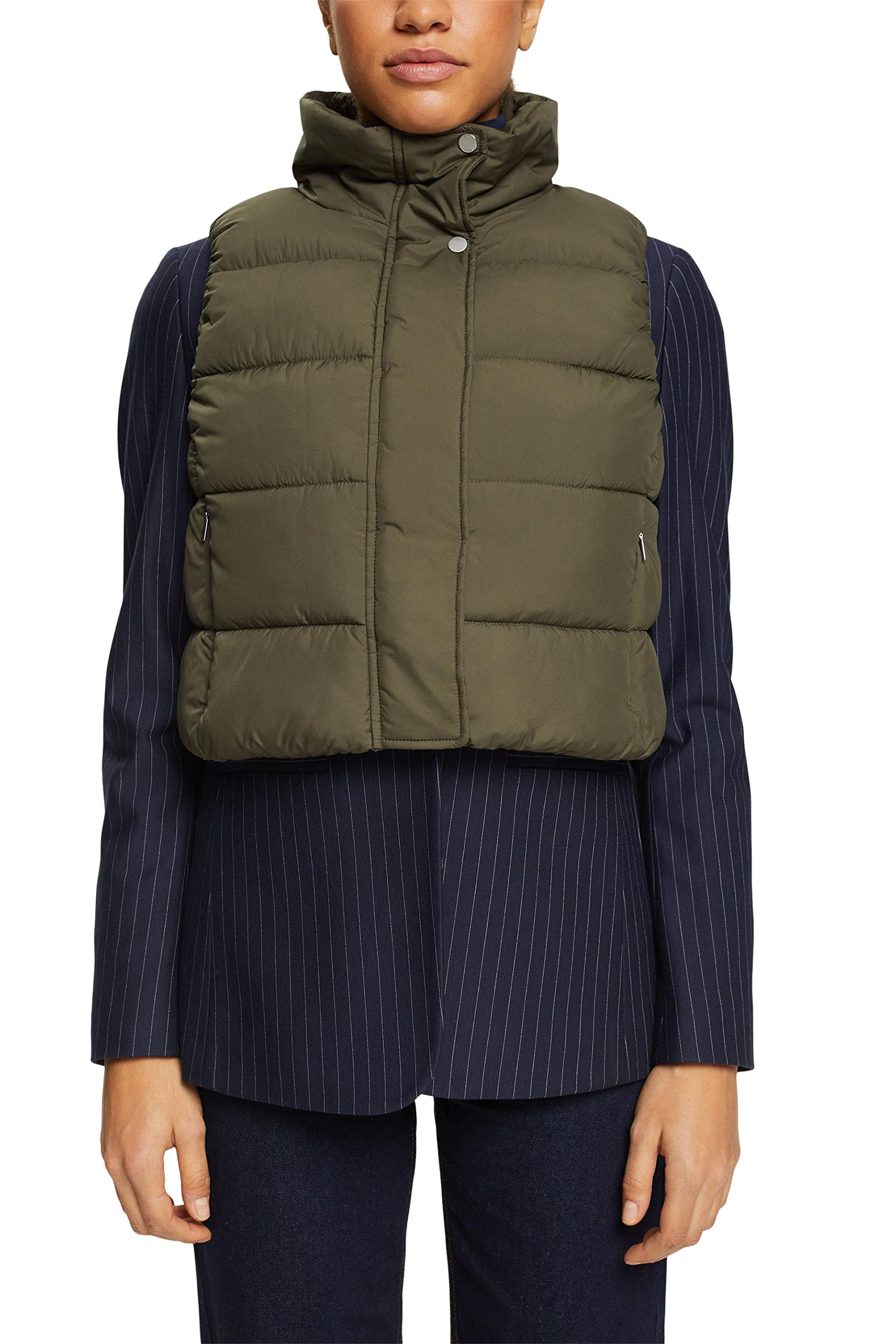 ESPRIT Women's 013ee1h303 Vest, 350/Khaki Green, XXL