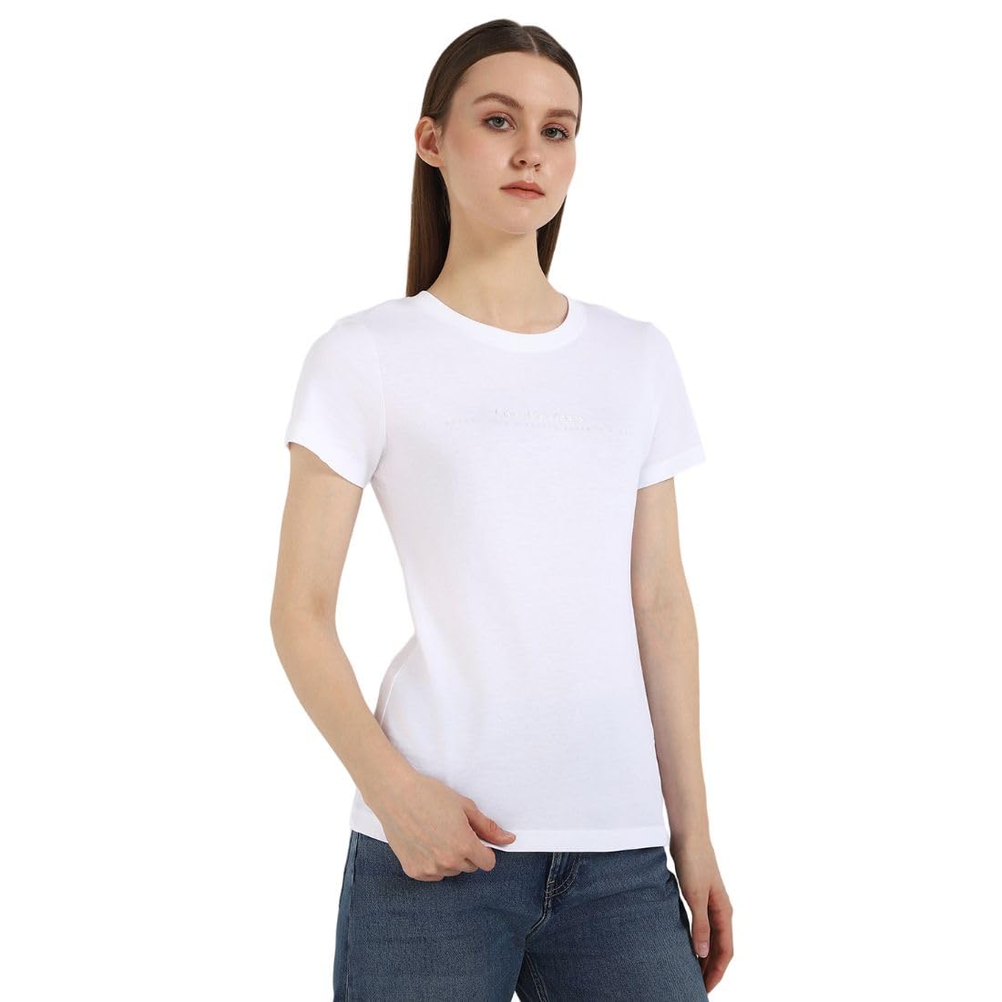 Calvin Klein Women’s Short Sleeve Slim Fit Institutional Graphic T-Shirt, White (Bright White), XXS