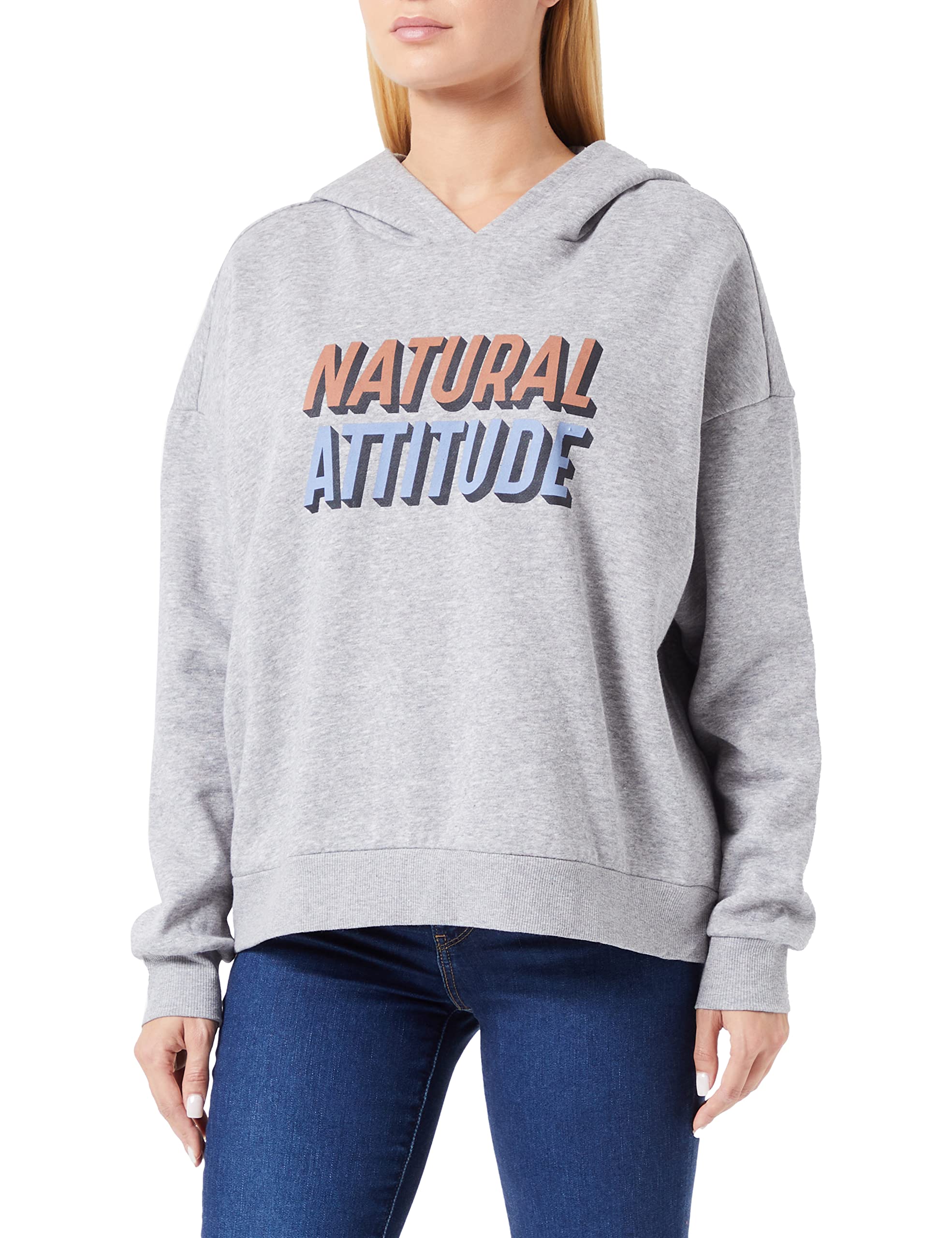 SIRUP COPENHAGEN Women's Sweat Hoodie with Print Hooded Sweatshirt, Grey Melange, M