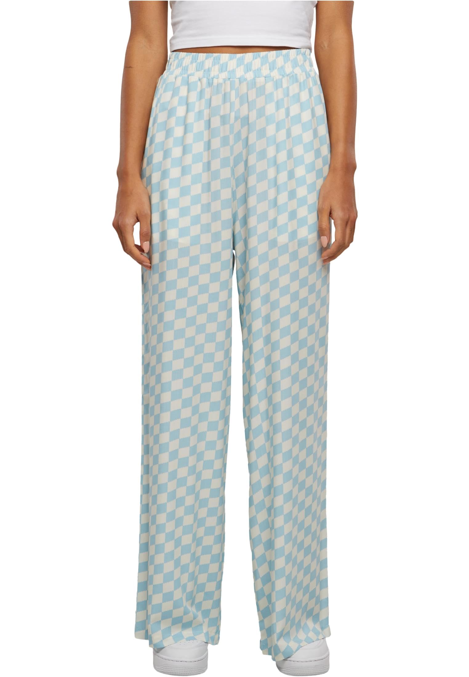 Urban Classics Women's Viscose Resort Trousers Ocean Blue Check XL, oceanbluecheck, XL
