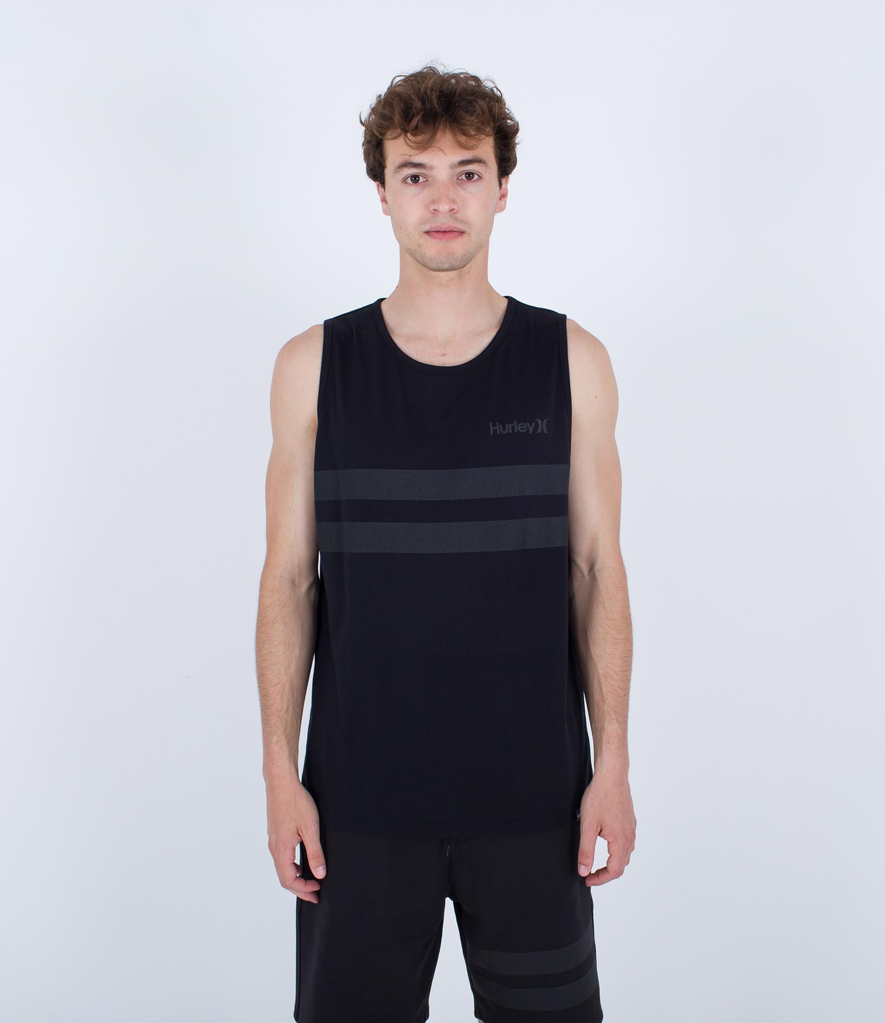 Hurley Mens Oceancare Stripes Tank T-Shirt, White, XXL EU