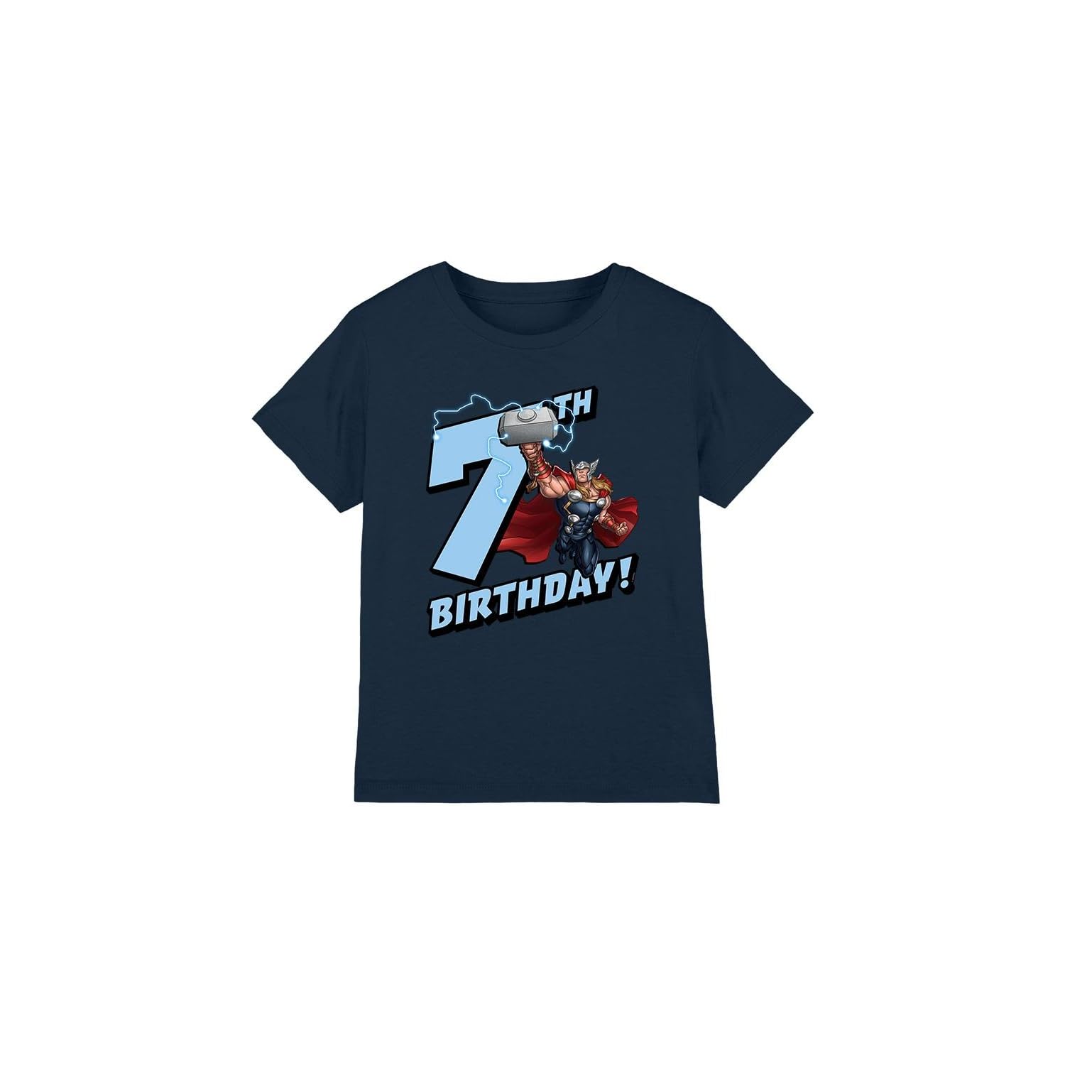 Thor Birthday 7 Unisex Kids T Shirt, Navy, 9-10 Years