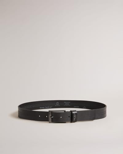 Ted Baker London Men's CRISIC Stitch Detail Leather Belt, Black, 42