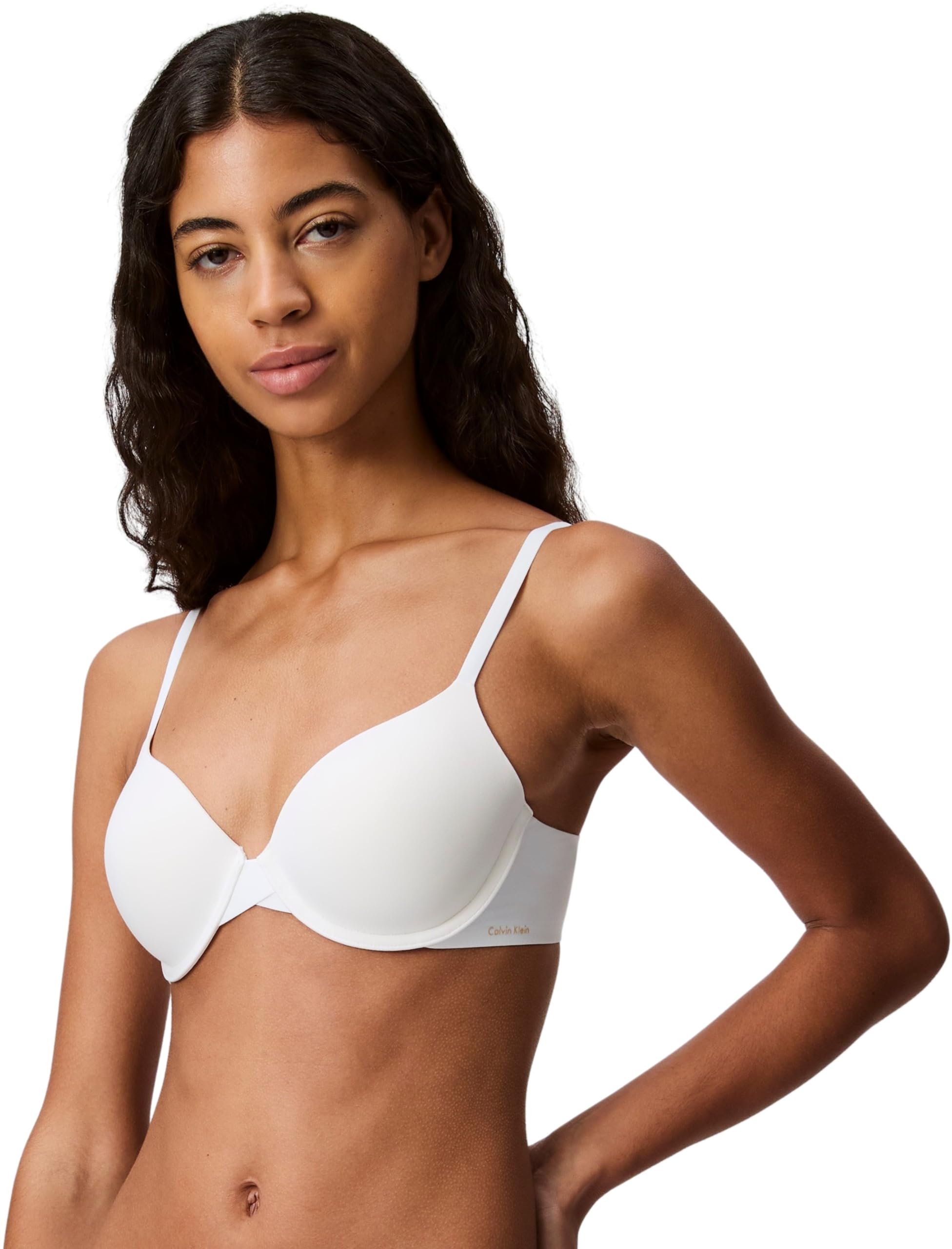 Calvin Klein Women's Lightly Lined Adjustable Plunge Bra, White (White), 32D