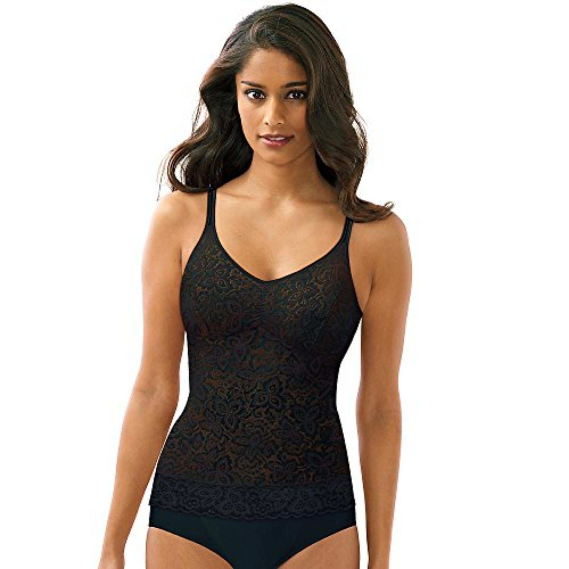 Bali Women's Lace 'N Smooth Fajas Shapewear Cami DF8L12, Black, Medium