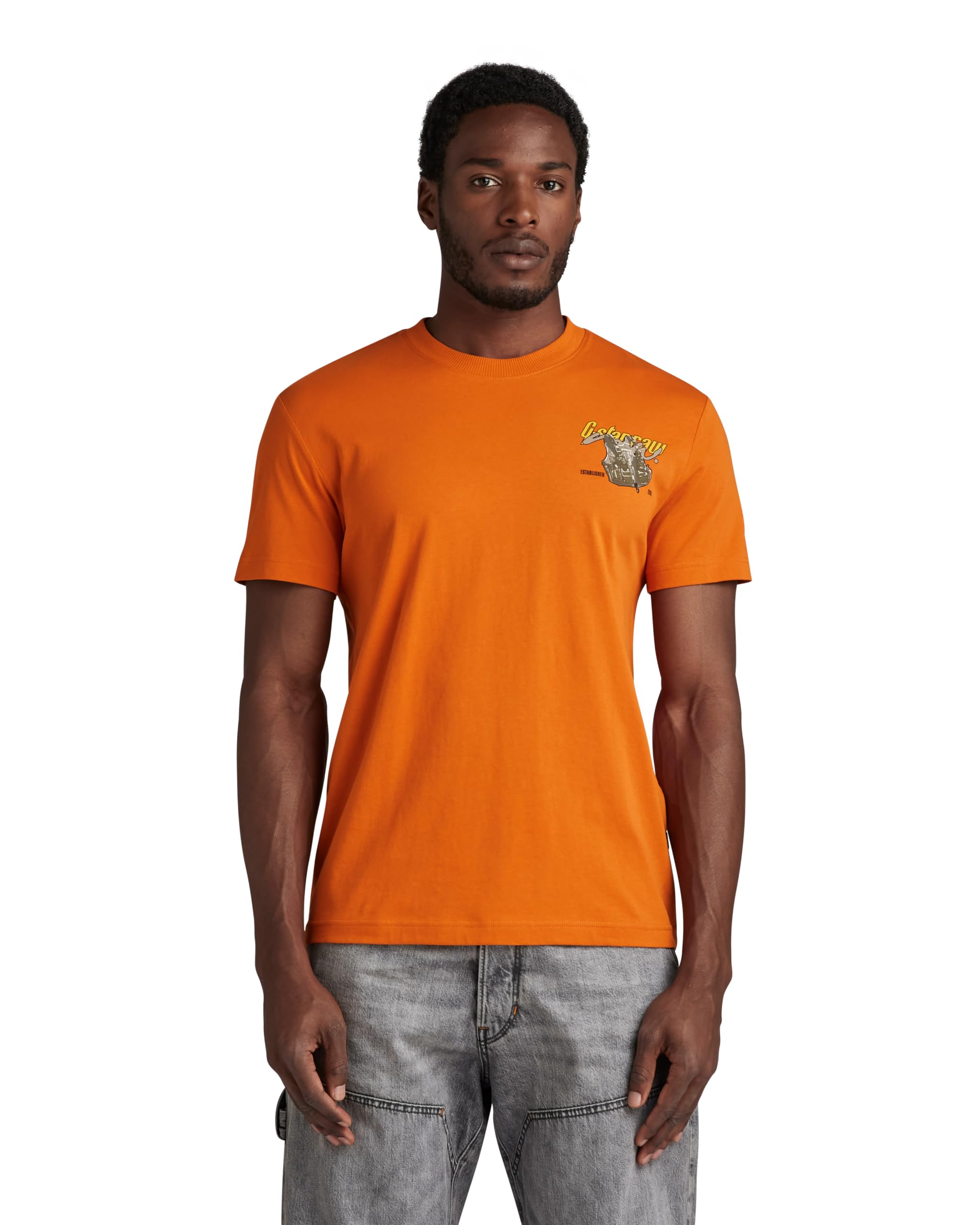 G-Star Men's Vest Back Graphic T-Shirt, Orange (orange D24423-336-1018), S