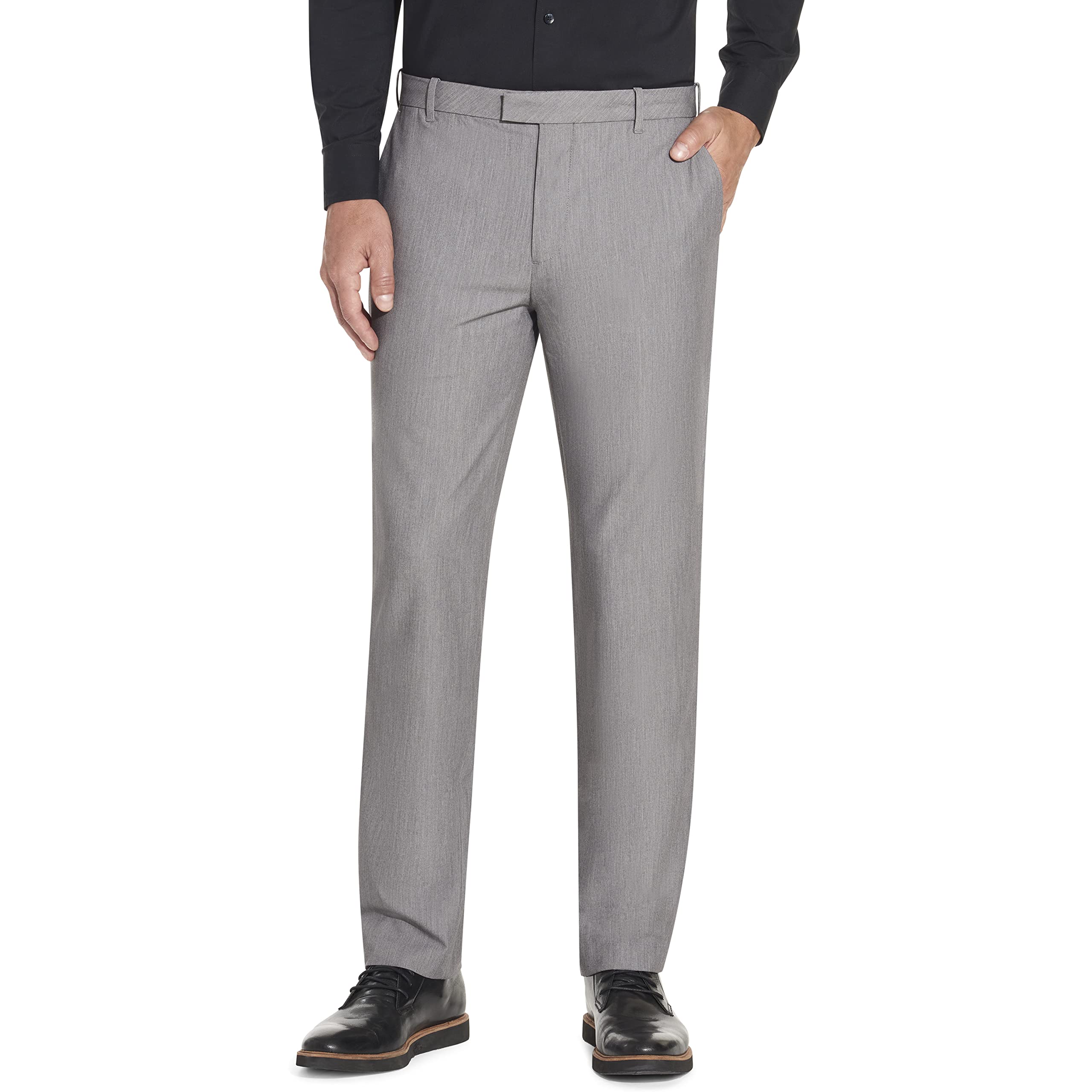 Van Heusen Men's Flex Flat Front Straight Fit Pant Casual, Silver Grey, 30W x 30L