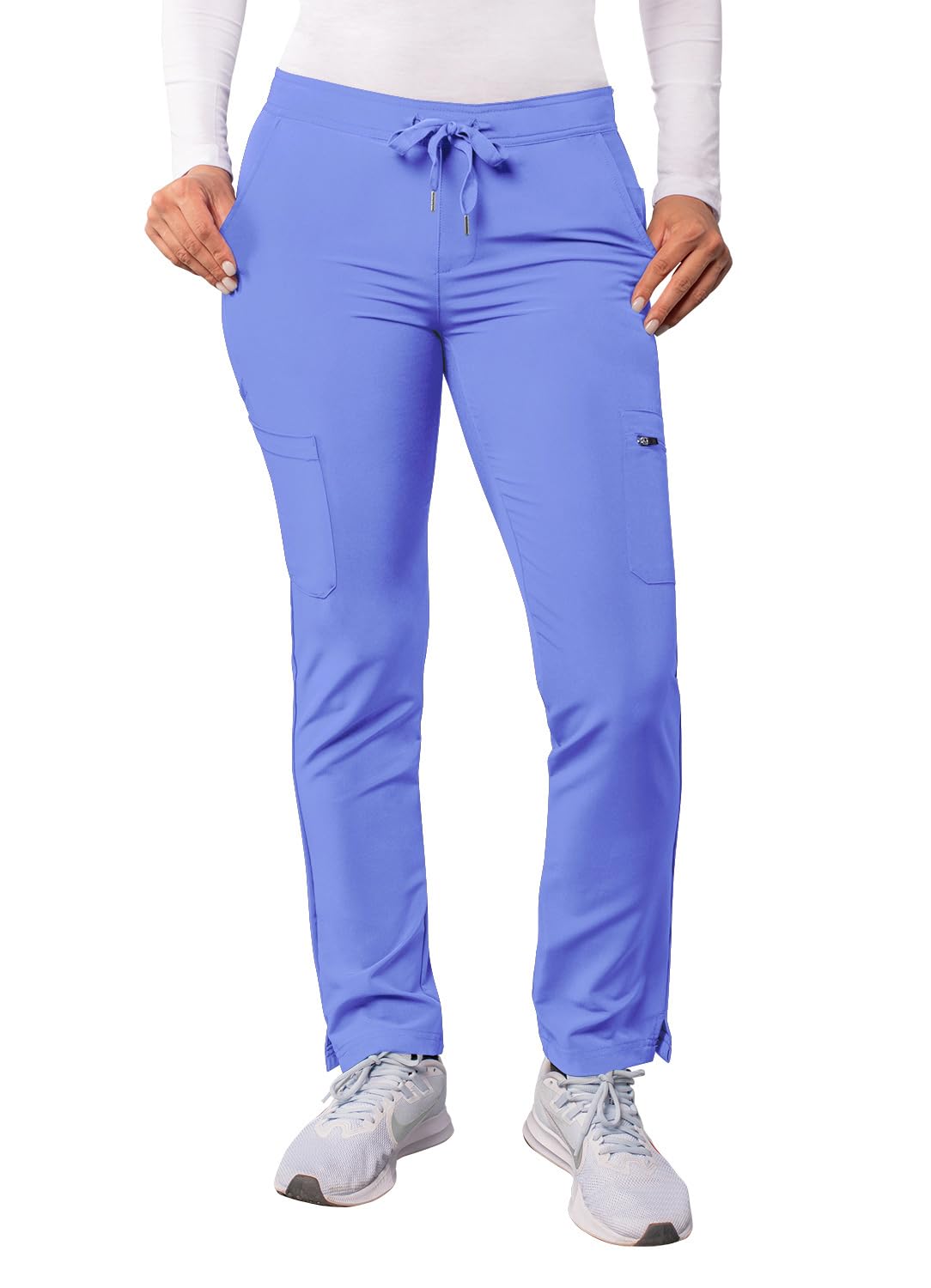 Adar Addition Scrubs for Women - Skinny Leg Cargo Drawstring Scrub Pants - A6104T - Ceil Blue - 2X