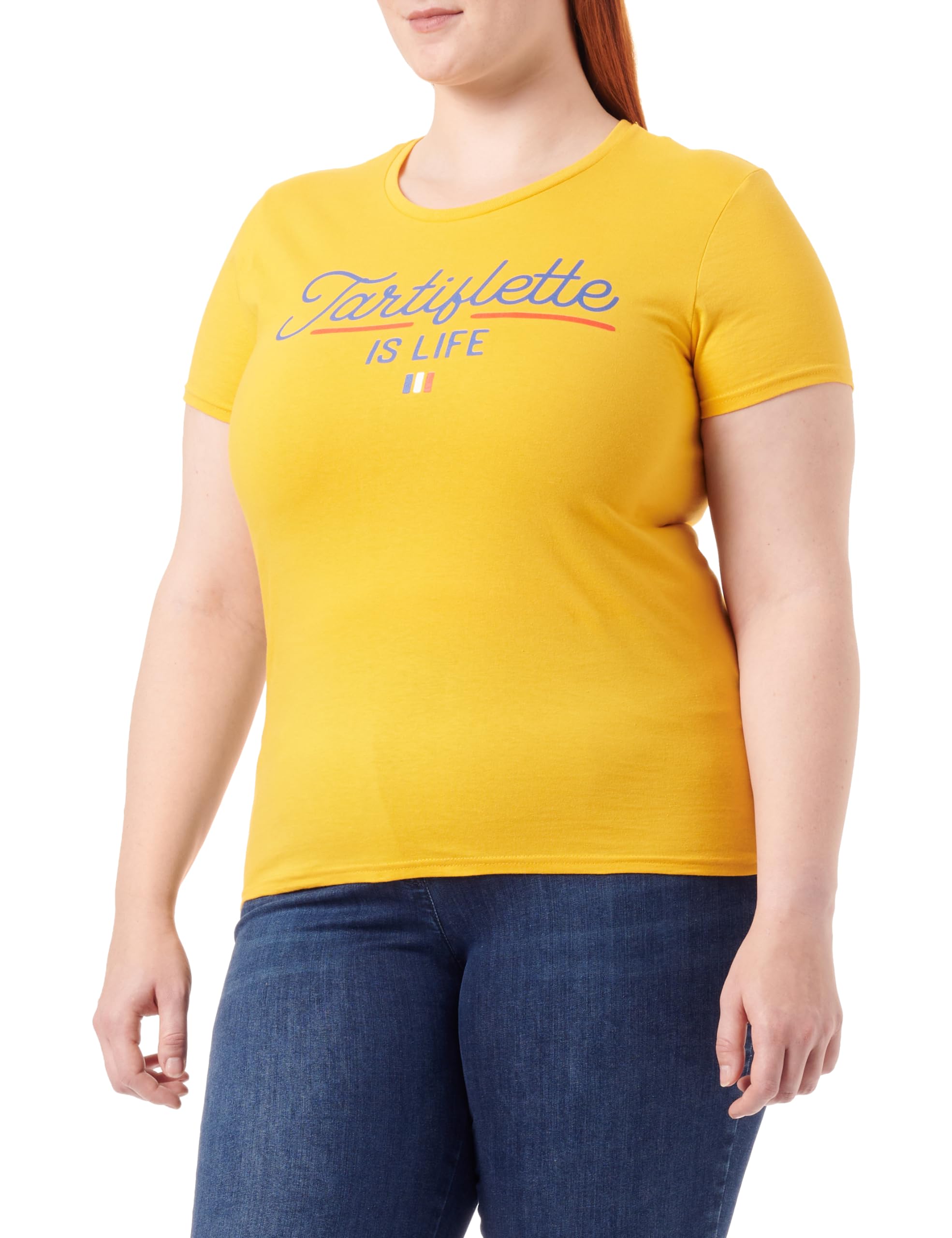 REPUBLIC OF CALIFORNIA Tartiflette is Life WOREPCZTS048 Women's T-Shirt, Yellow, Size XXL, Jaune, XXL