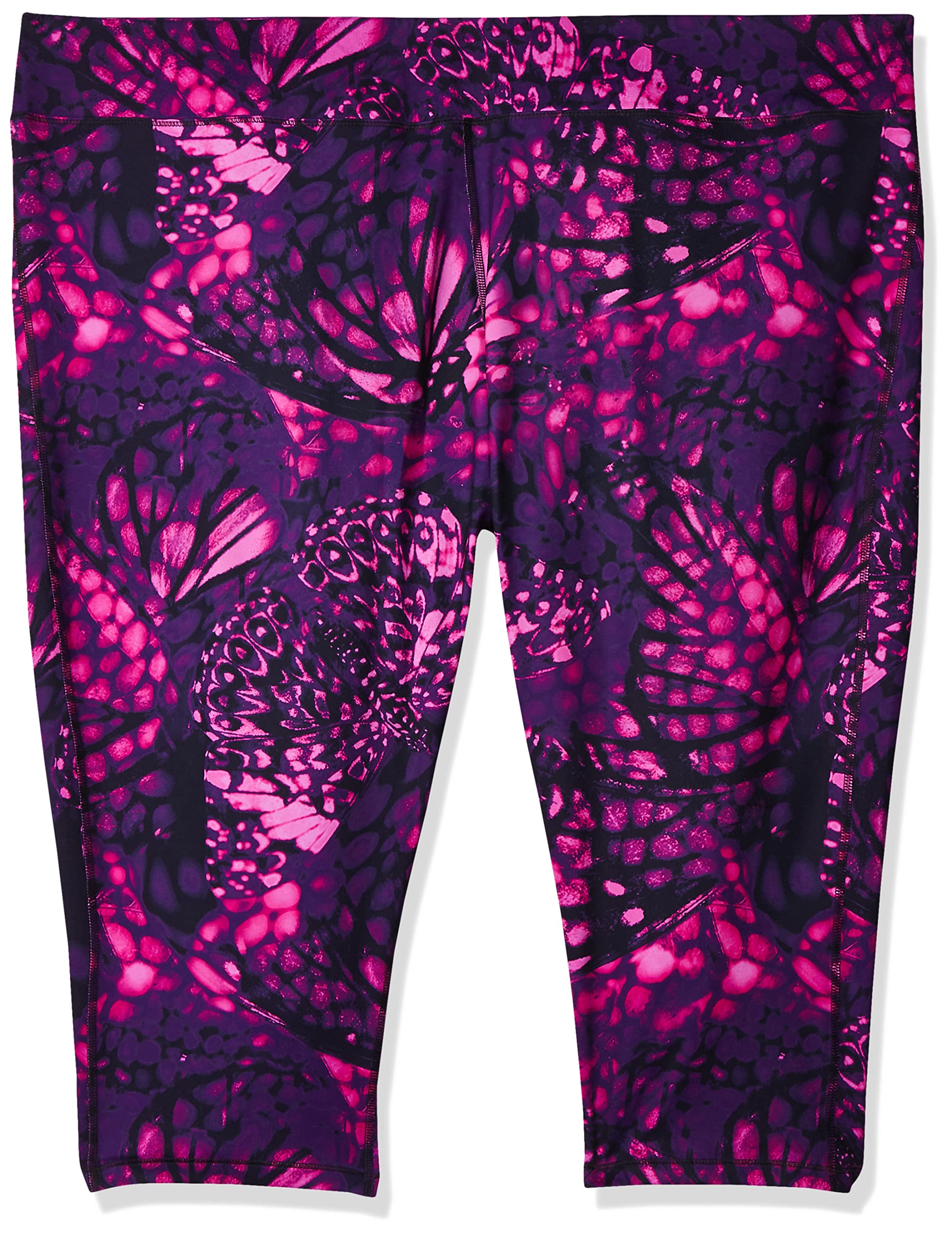 Just My Size Women's Plus Size Active Stretch Capri, Wingspan Plum Dream, 4X