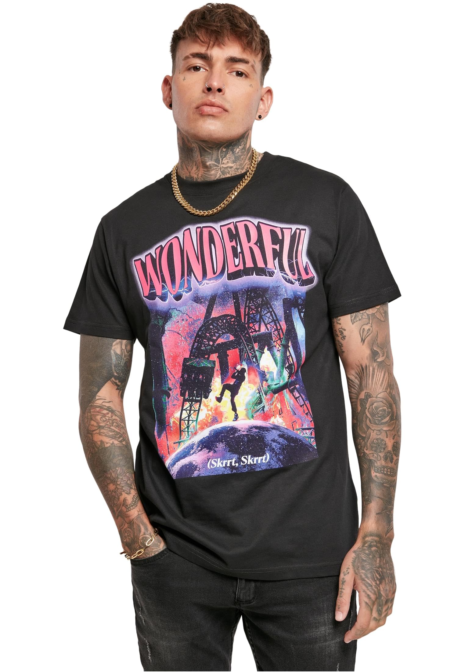 Mister Tee Herren Wonderful Tee T-Shirt, Black, XS