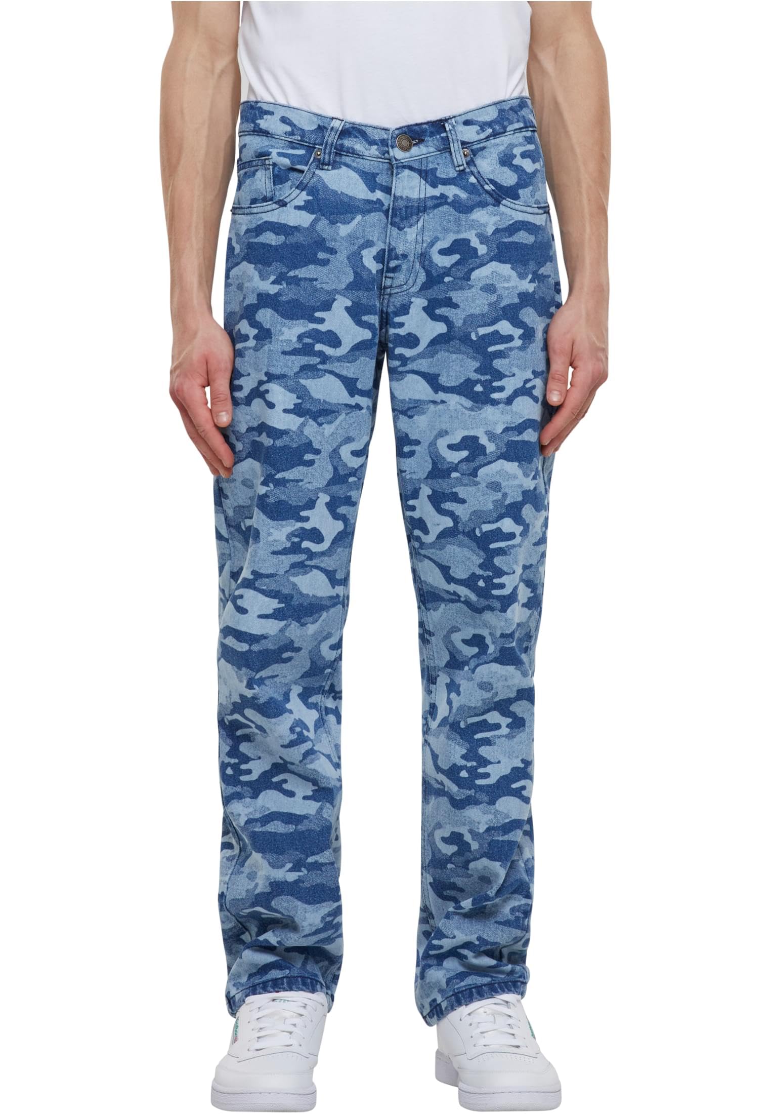 Urban Classics Men's Laser Camo Printed Jeans Pants, Bluelasercamo,