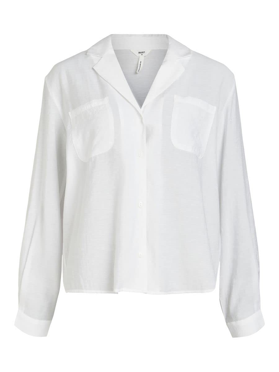 Object Women's OBJSELINE L/S Shirt NOOS Blouse, White, 40, White, 14