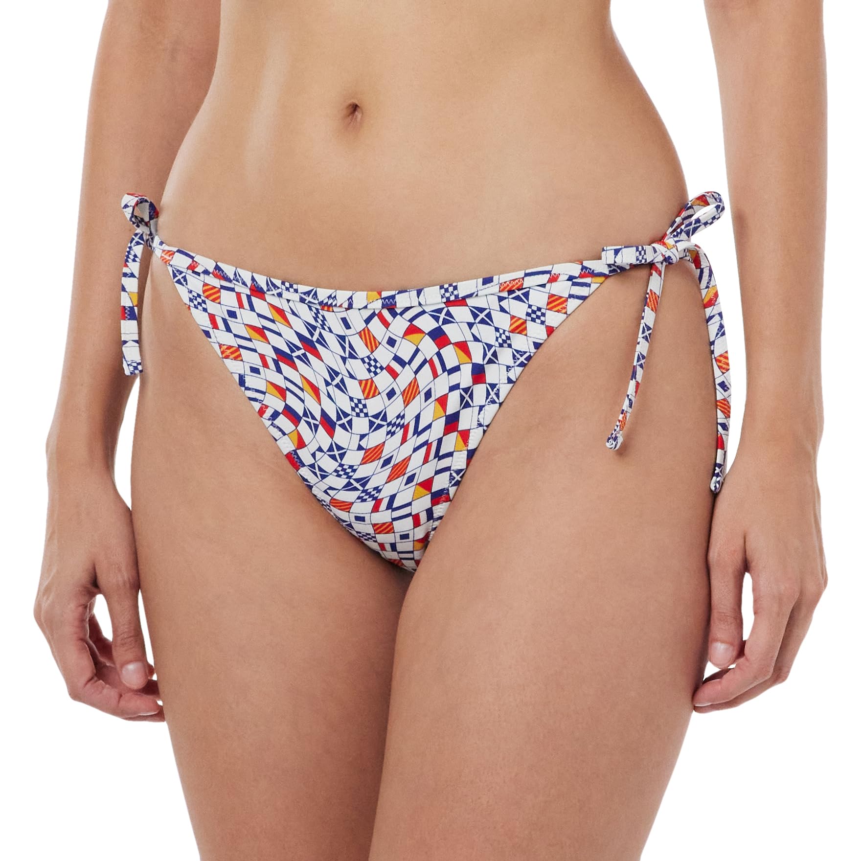 Tommy Jeans Women's Bikini Bottom String Side Tie Print Thong Sport, Multicolor (Flag Wave Check Print), L