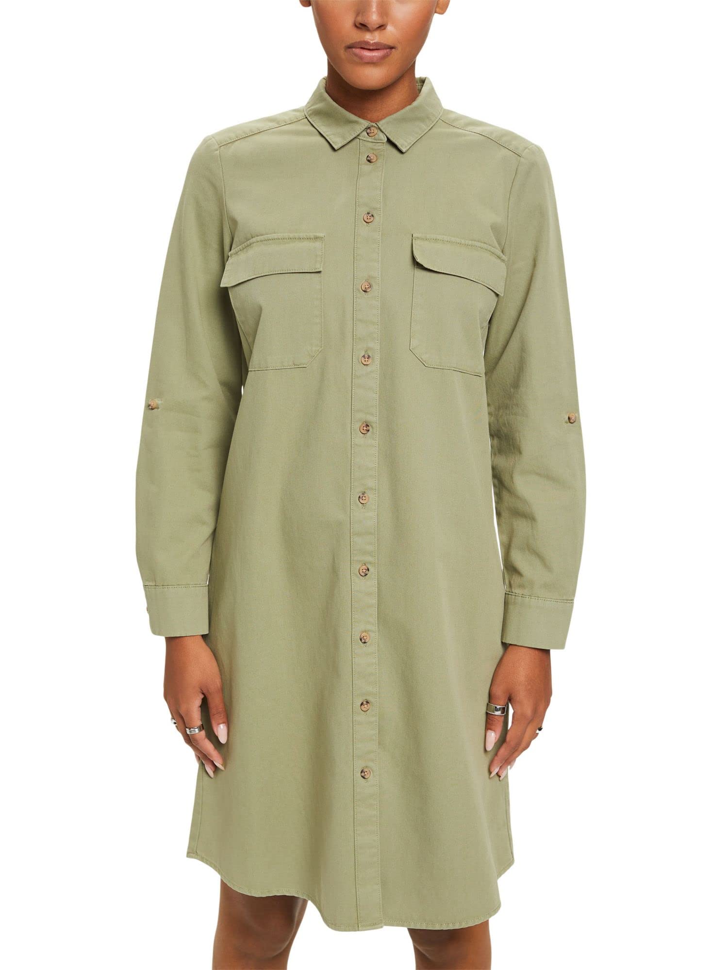 ESPRIT Cotton Shirt Dress, Light Khaki, 14