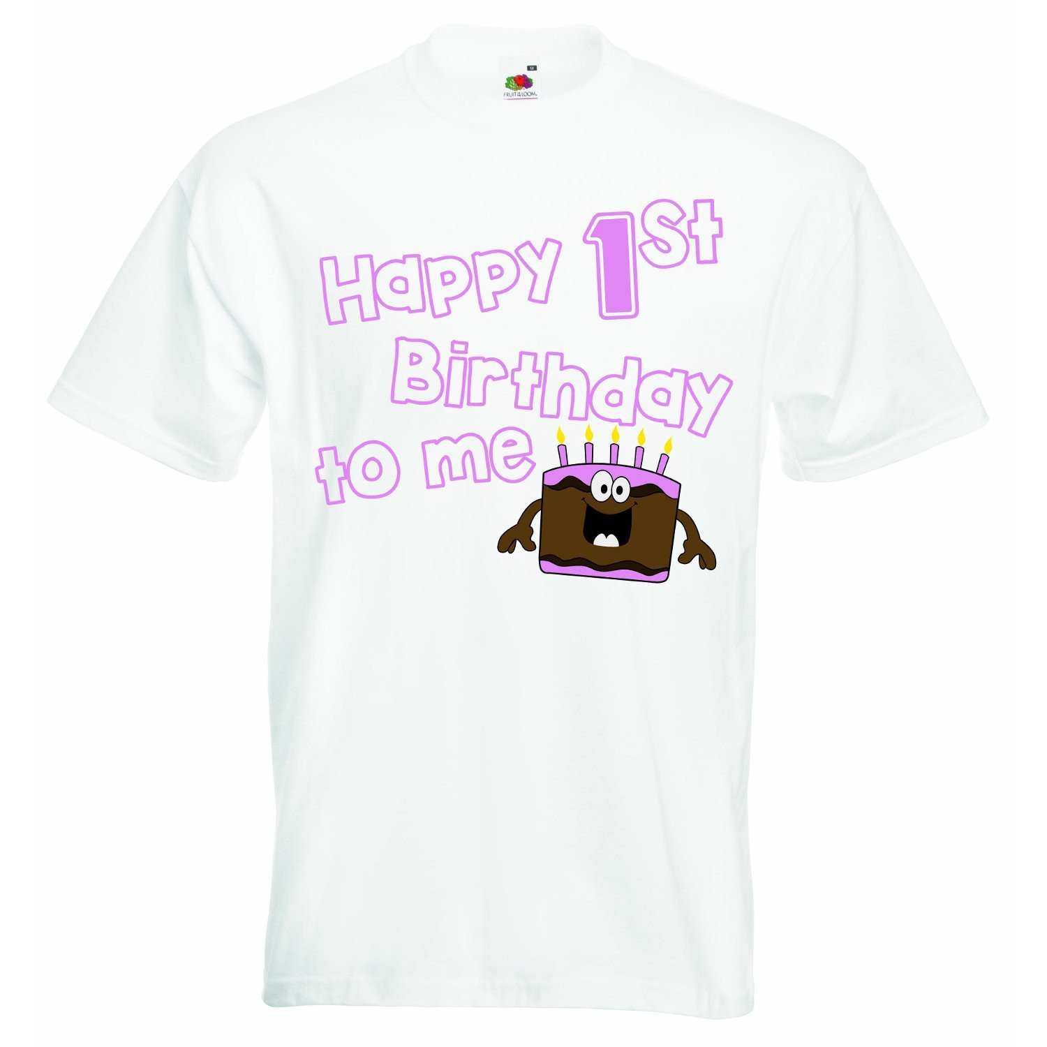 Happy First Birthday to me - Girls T-Shirt Personalized Tees Tshirt Clothing with Printed Funny Quotes - White - 4-5 Years