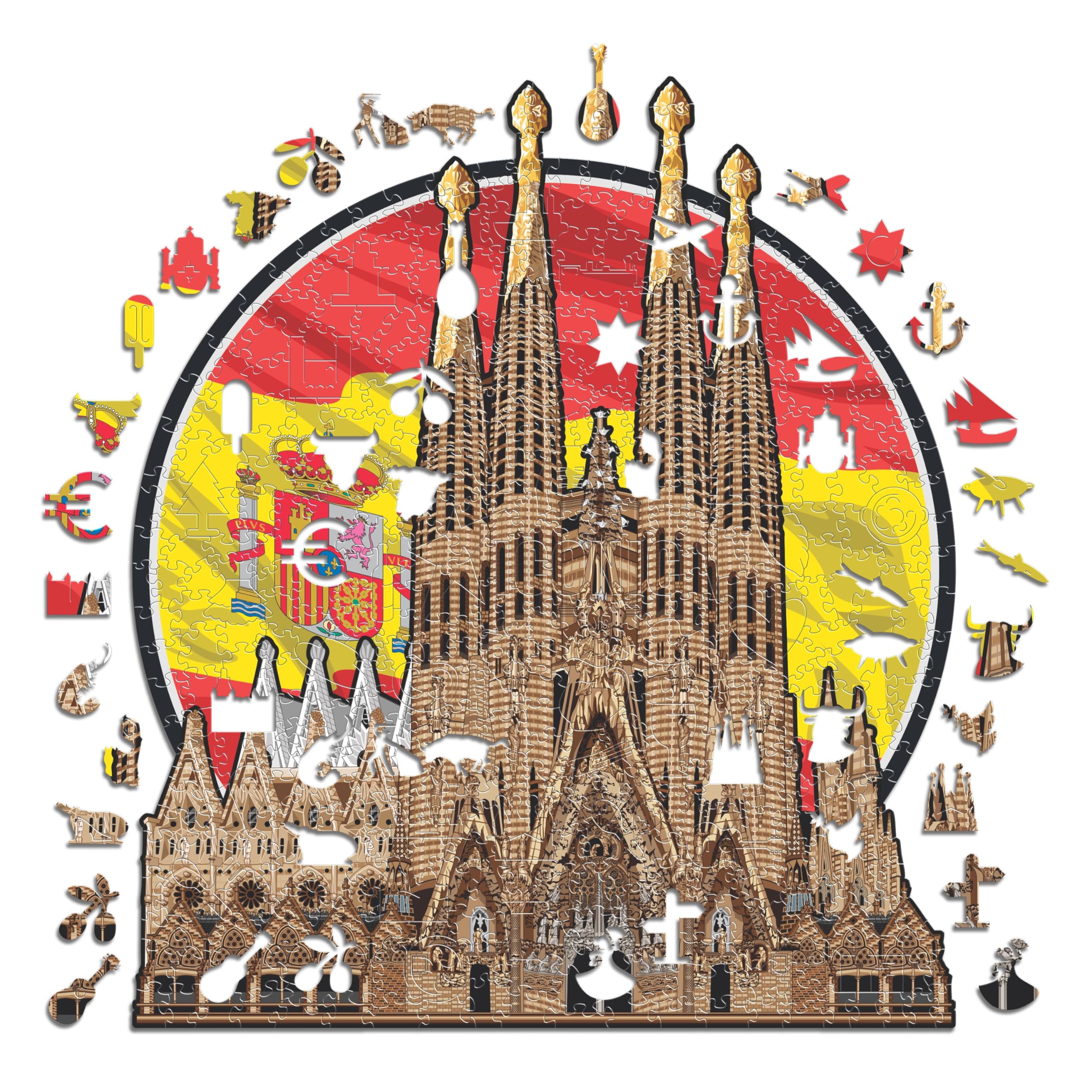 Iconic Puzzles, Sagrada Família, 100% eco-sustainable wooden puzzle, size S, 150 pieces