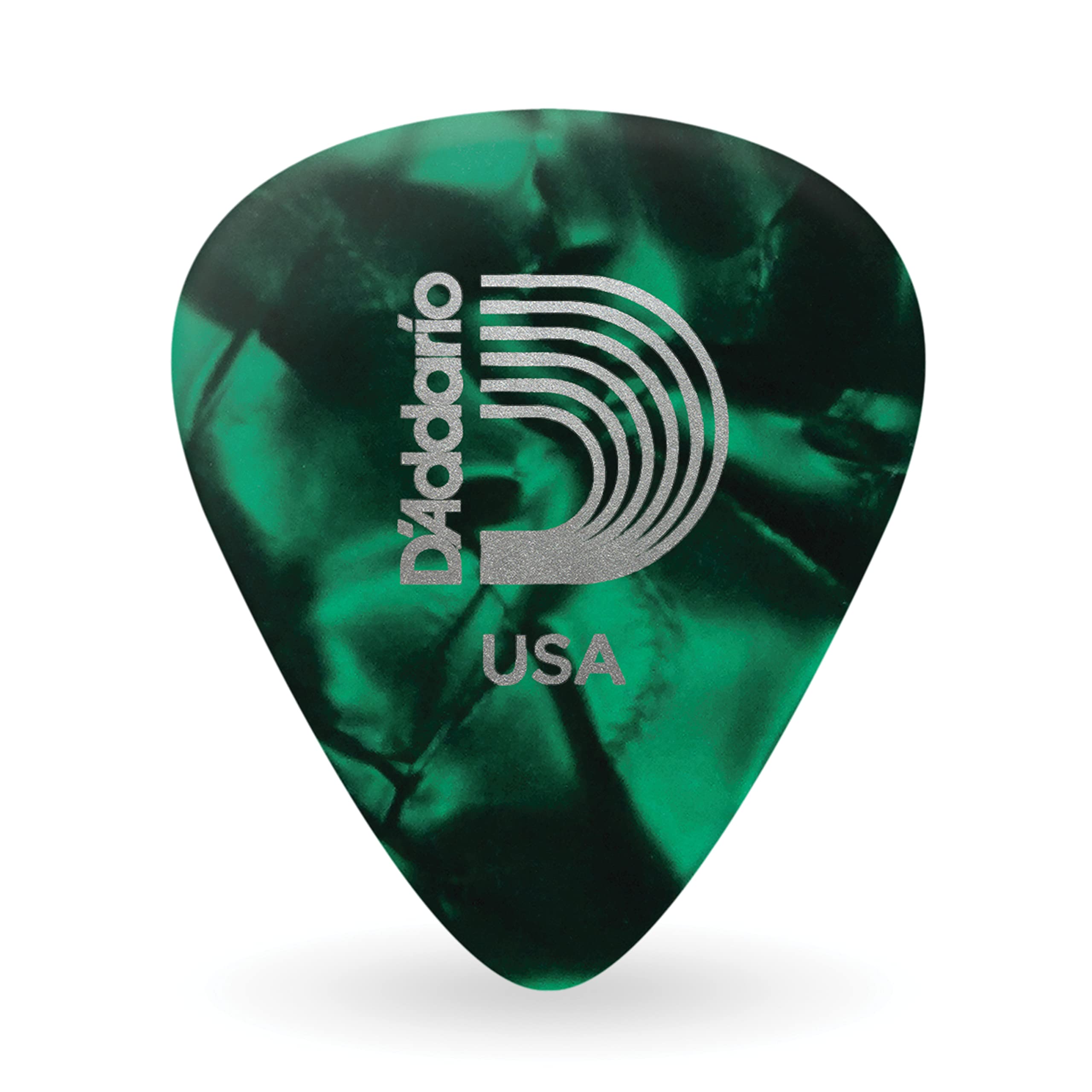 D'Addario Celluloid Guitar Picks - Acoustic & Electric, Bass - Natural Feel, Warm Tone - Green, Light, 100-pack