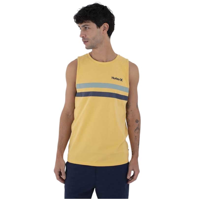 Hurley Mens Oceancare Stripes Tank T-Shirt, Pebble, XXL EU