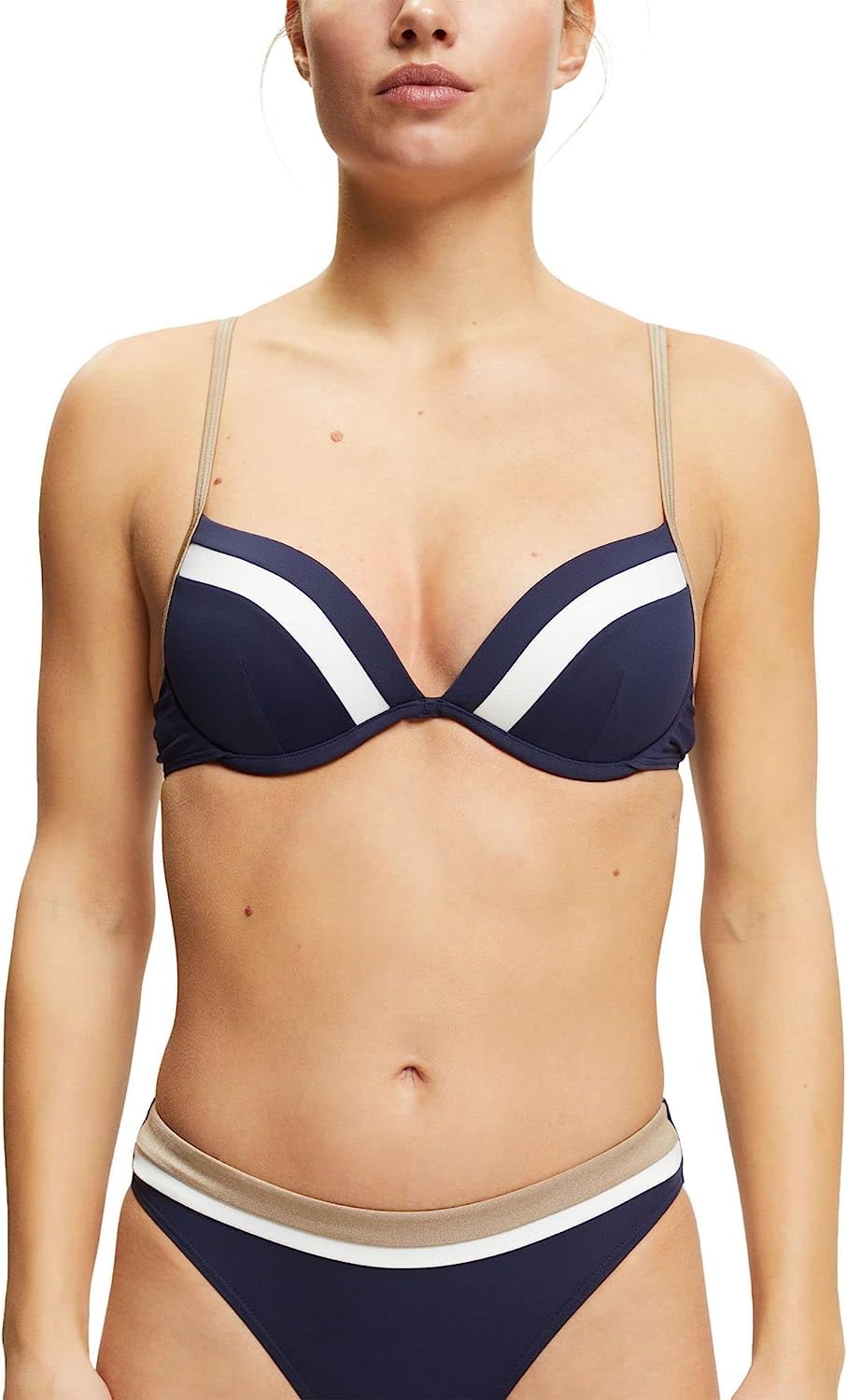 ESPRIT Women's Tayrona Beach RCS Pad.Plunge Bikini, Navy, C