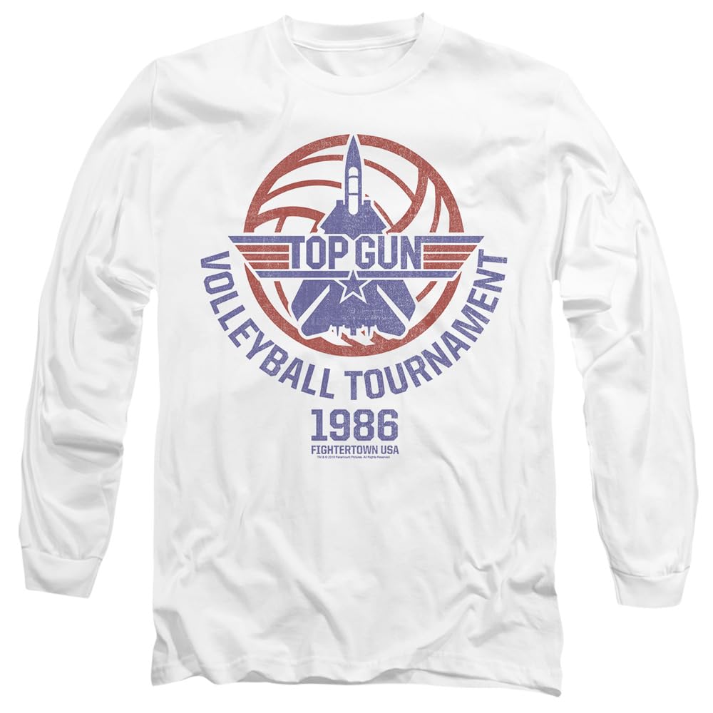 Top Gun Volleyball Tournament Mens Long Sleeve T Shirt, White, XX-Large