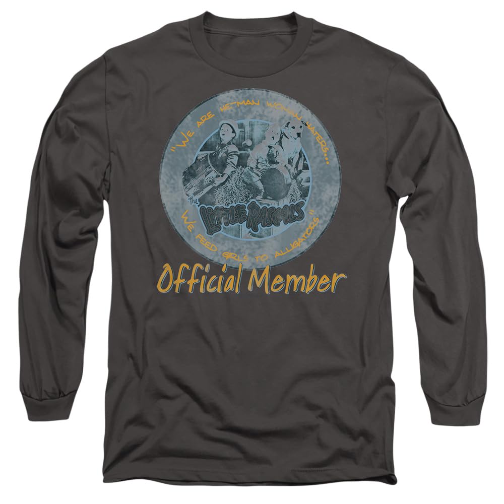 Little Rascals He Man Woman Haters Mens Long Sleeve T Shirt, Charcoal, Medium
