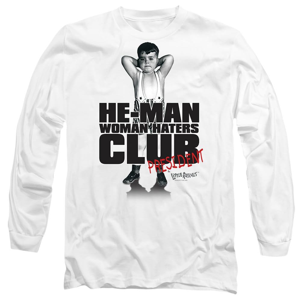 Little Rascals Club President Mens Long Sleeve T Shirt, White, XX-Large