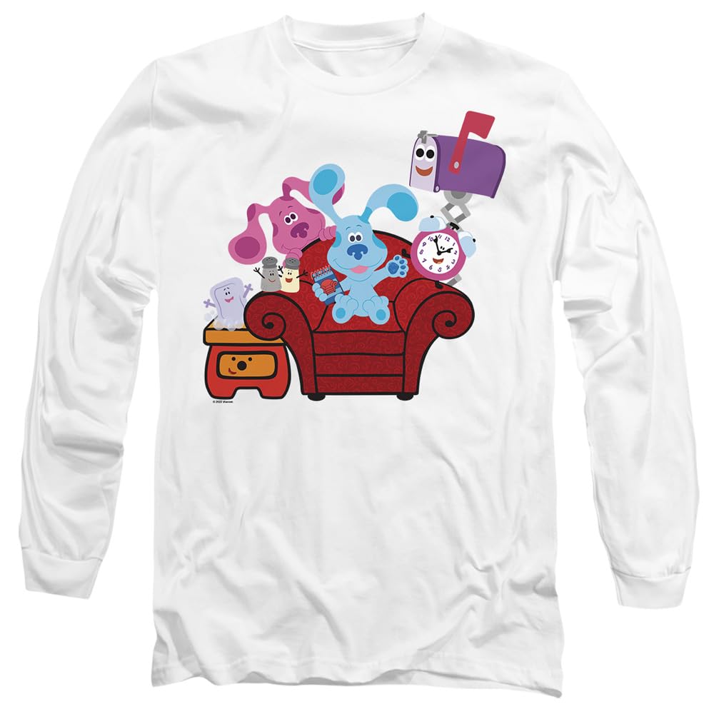 Blues Clues & You Friends Forever Mens Long Sleeve T Shirt, White, Small