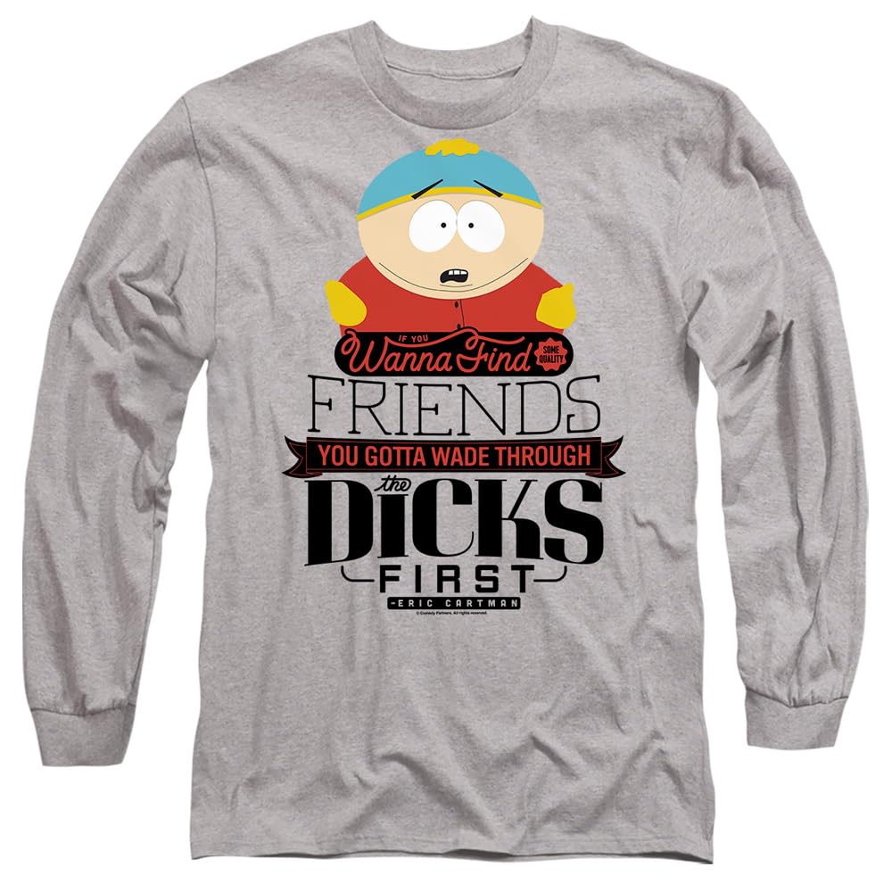 South Park Wade Through Dicks Mens Long Sleeve T Shirt, Athletic Heather, X-Large