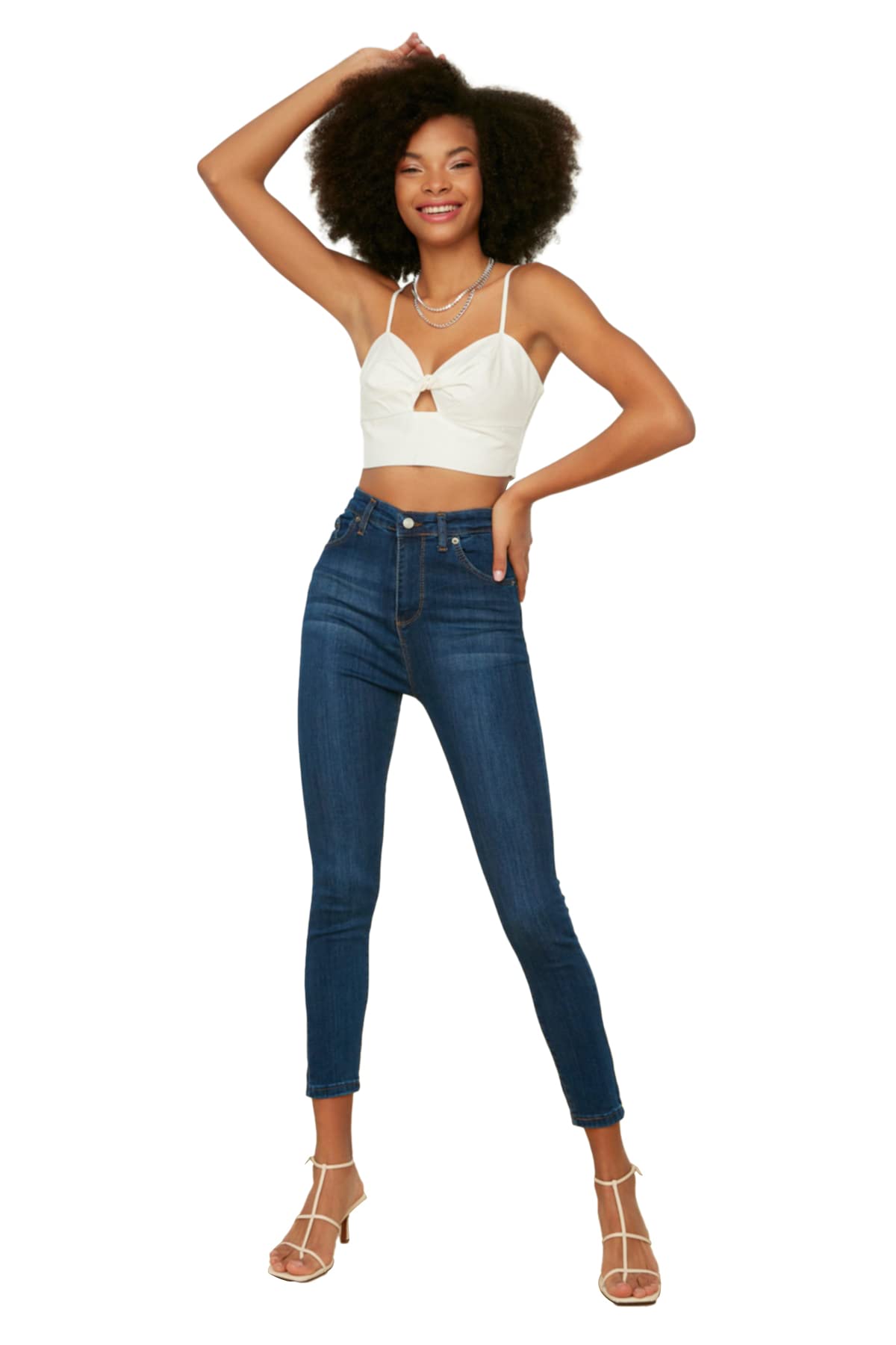 Trendyol Women Basics High Waist Skinny fit Skinny Jeans Navy Blue