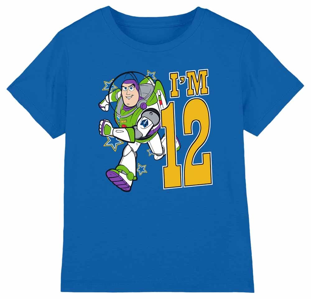Toy Story Boys Birthday Buzz I'm 12 Unisex Kids T-Shirt, Royal, 12-13 Years UK