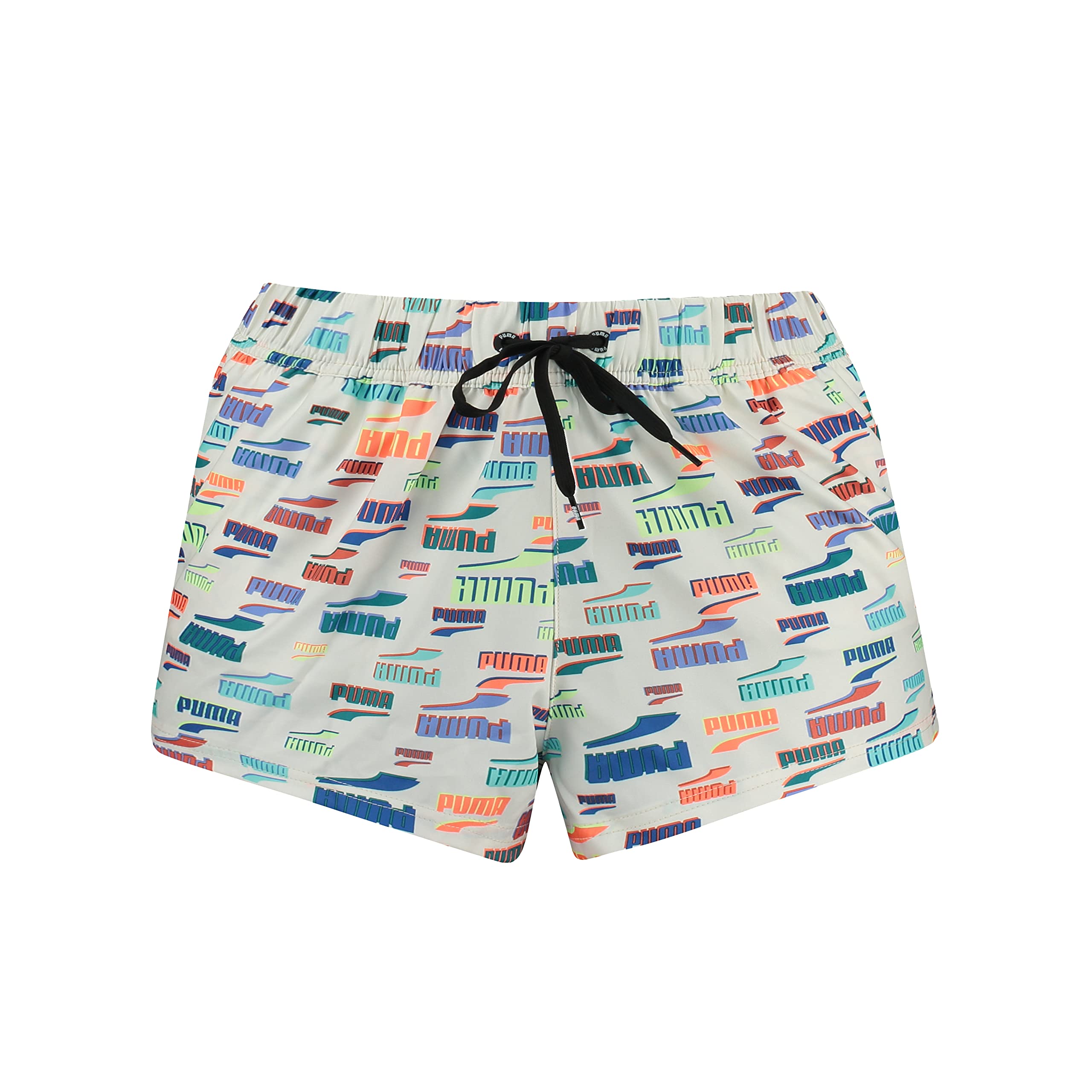 PUMA Women's High Waist Board Shorts, White Combo, L, White Combo, L