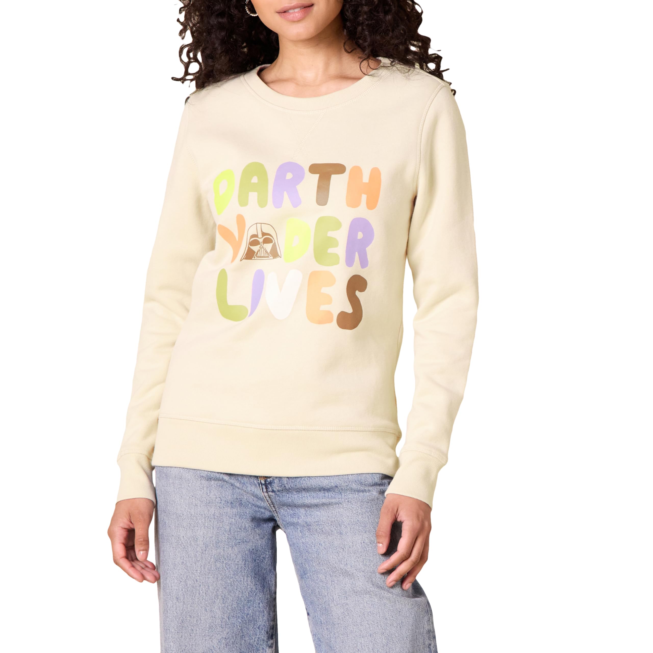 Amazon Essentials Disney | Marvel | Star Wars | Princess Women's Fleece Crew Sweatshirts, Star Wars Vader, XS