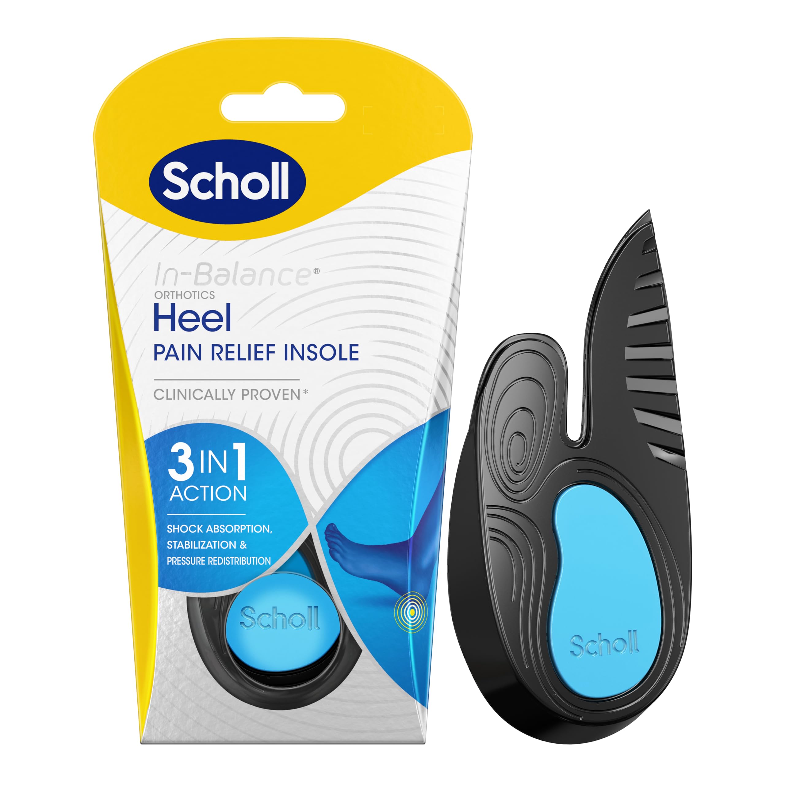 Scholl In-Balance Orthotics Heel & Ankle Insoles for Men and Women - Helps to Relieve Heel Pain, Orthopedic Shoe Insert with Arch Support, Reduce Shock on Ligaments Tendons, Motion Control Structure