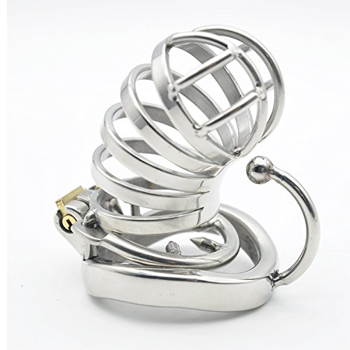 Bondage Masters Male Chastity Device, Removable Pain Ring and Scrotum Bar,Silver