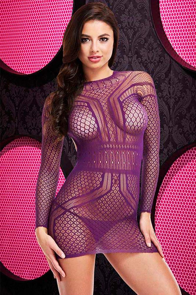 Lapdance Long Sleeve Dress, Purple, One Size 90 g