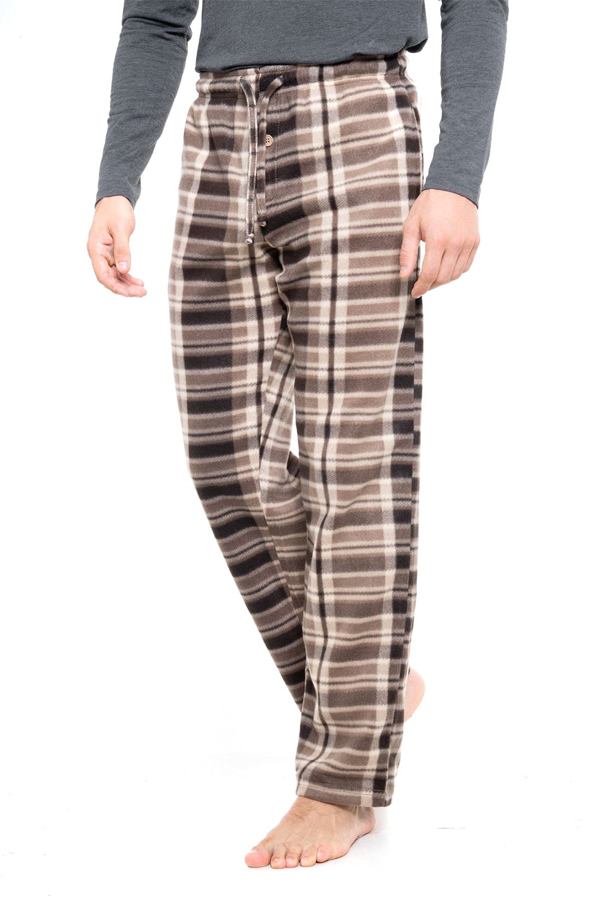 Style It Up Mens Polar Fleece Lounge Pants (BEIGE-BROWN, XL)