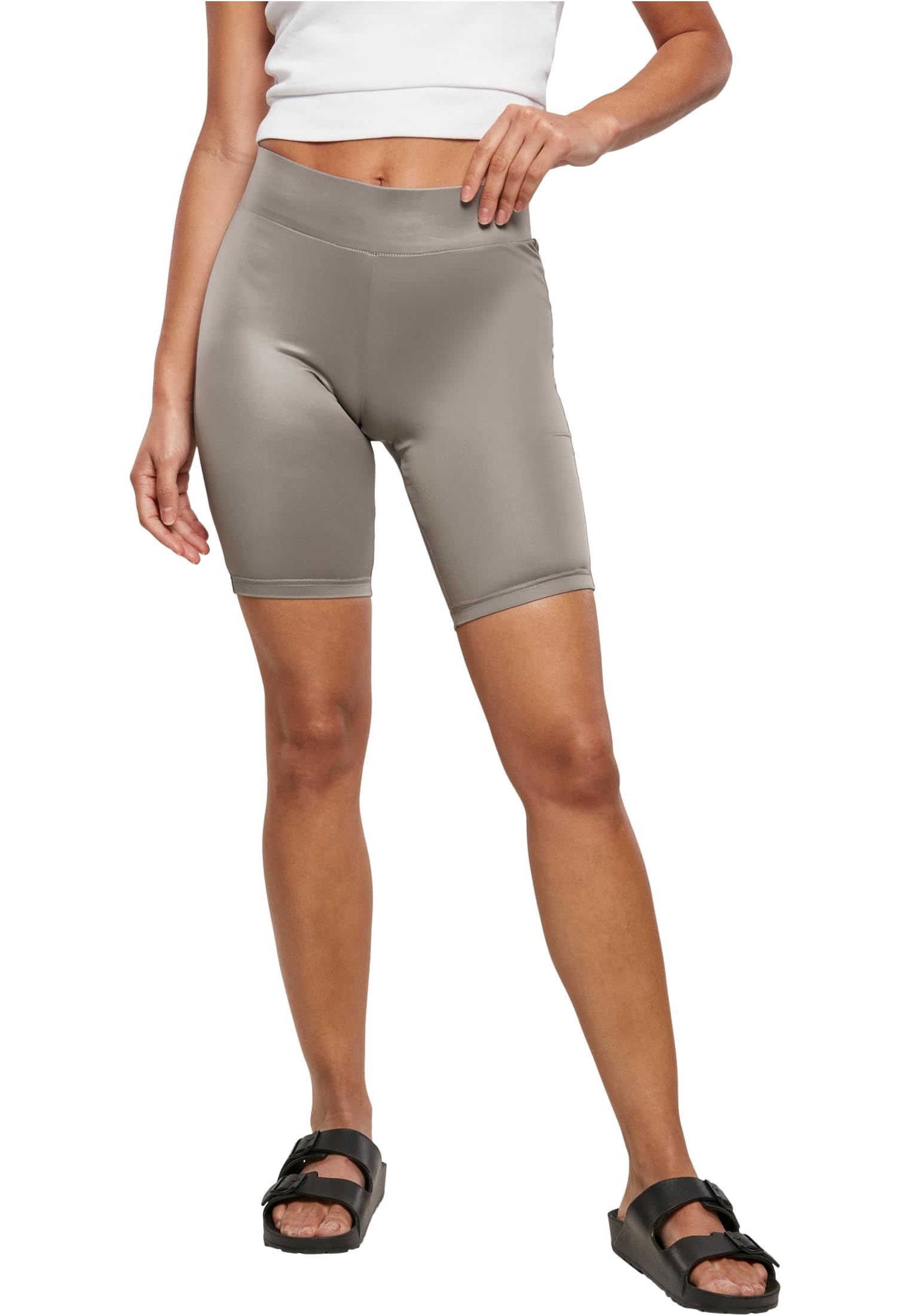 Urban Classics Women's Ladies Imitation Leather Cycle Shorts Yoga, Asphalt, S