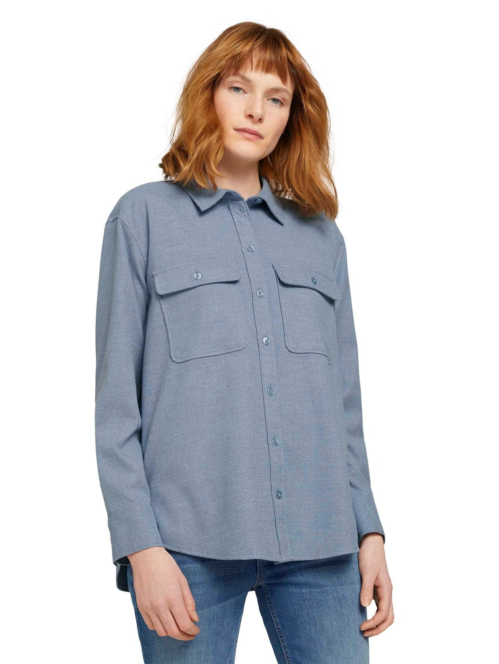 TOM TAILOR Women's 1023991 Flannel Blouse, 18904-Dove Grey Melangé, 10