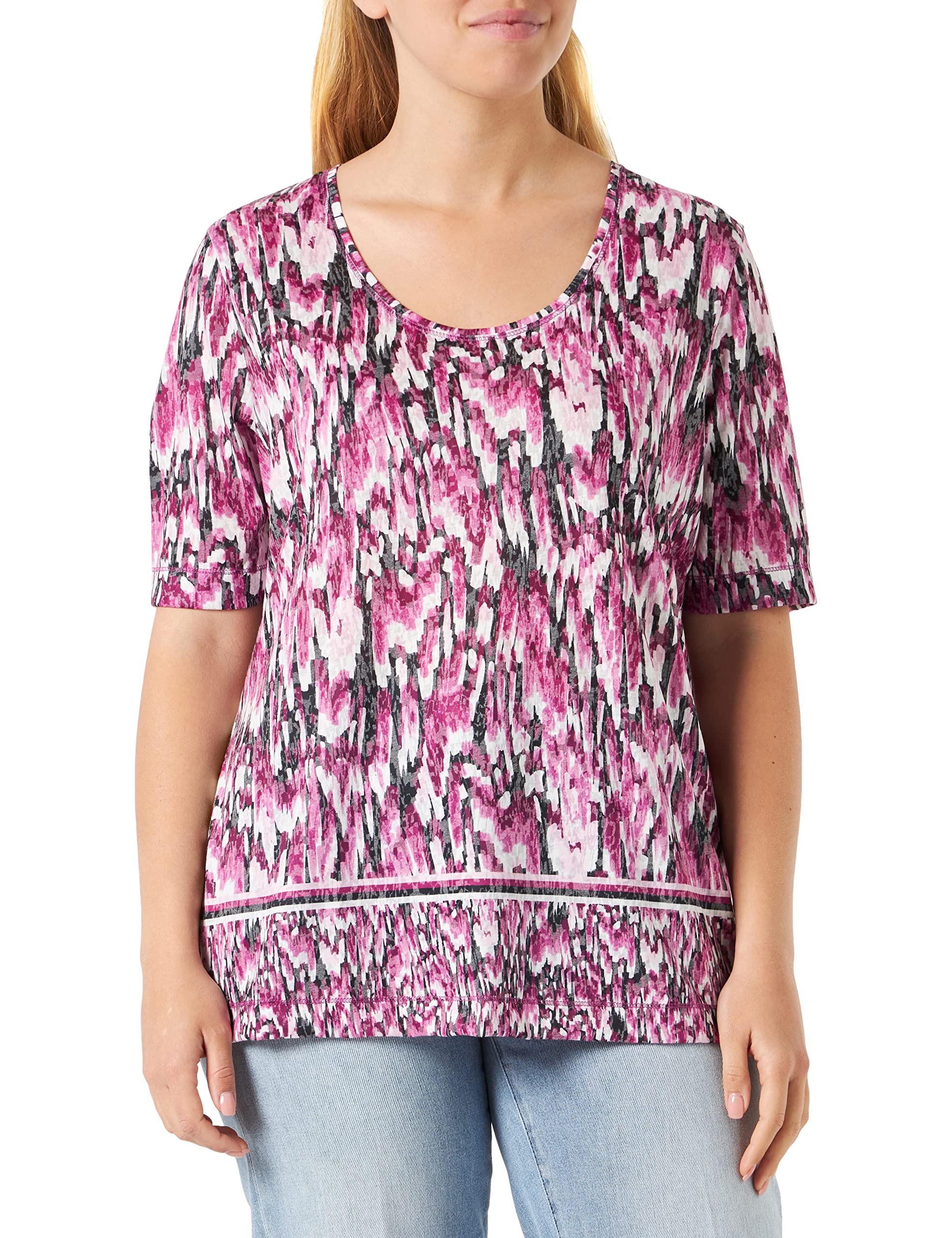 Gerry Weber Women's Patterned Half Sleeve Shirt, Purple/Pink/Black Print, 8