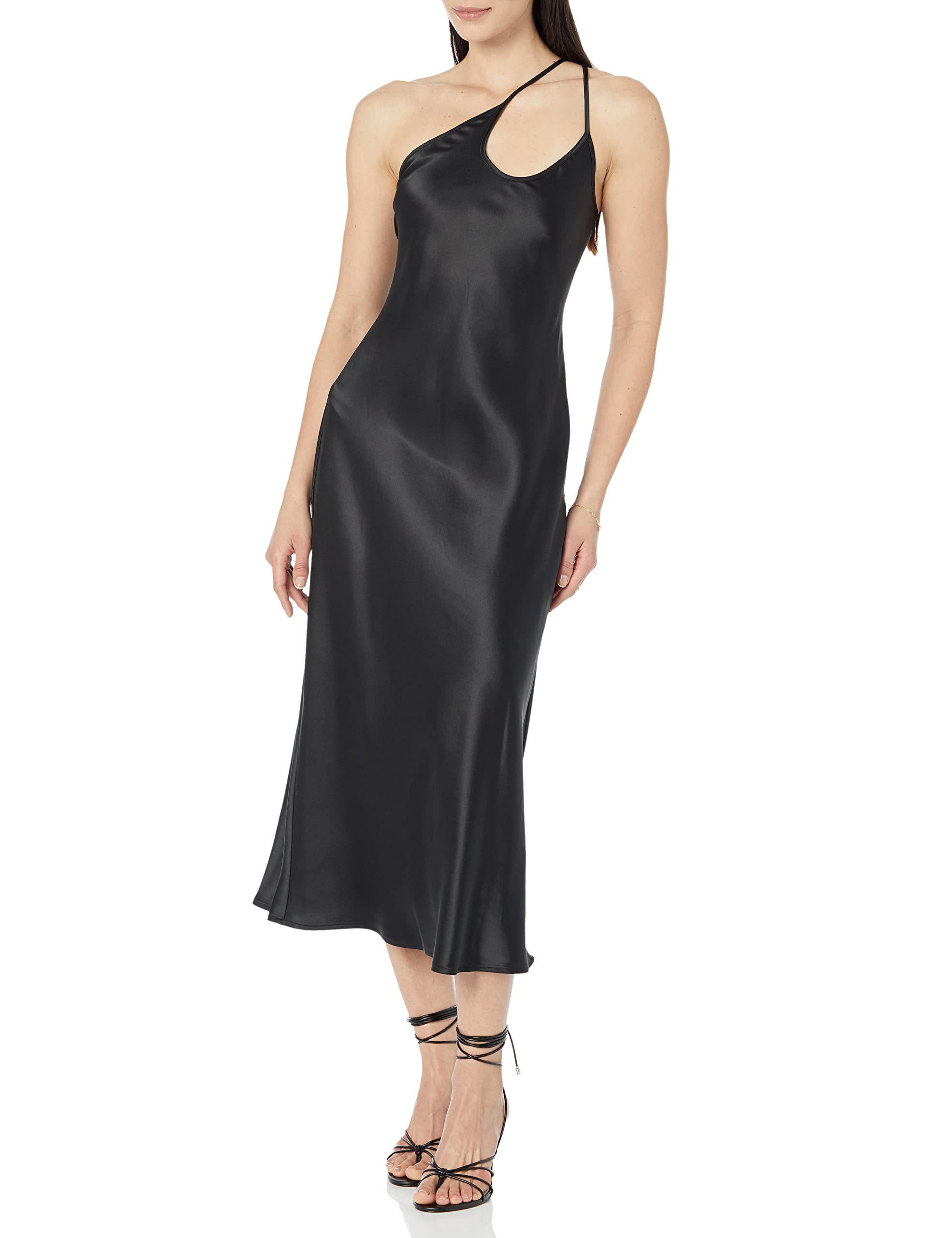The Drop Women's Ashley Asymmetrical Slip Dress Black, M