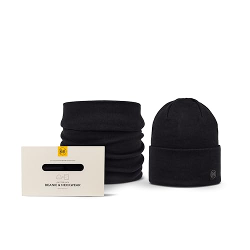 Buff Combi Niels Beanie and Neckwarmer Black Adult Unisex One Size