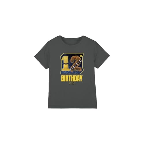 Star Wars C3PO Chewbacca 12th Birthday Space Unisex Kids T Shirt, Charcoal, 7-8 Years