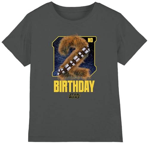 Star Wars Chewbacca 2nd Birthday Space Unisex Kids T Shirt, Charcoal, 3-4 Years