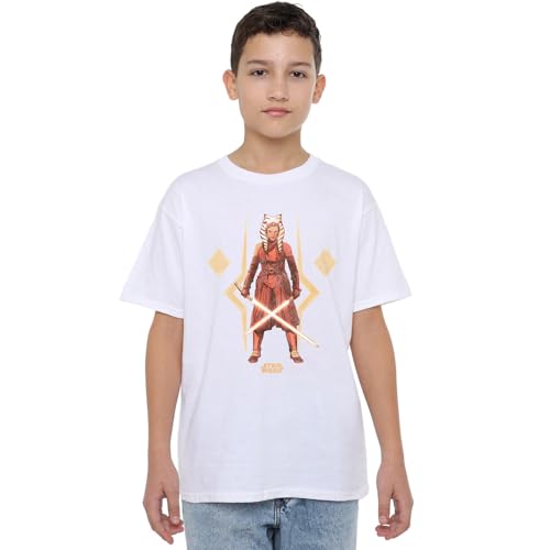 Star Wars Ahsoka The Warrior Unisex Kids T Shirt, White, 9-10 Years