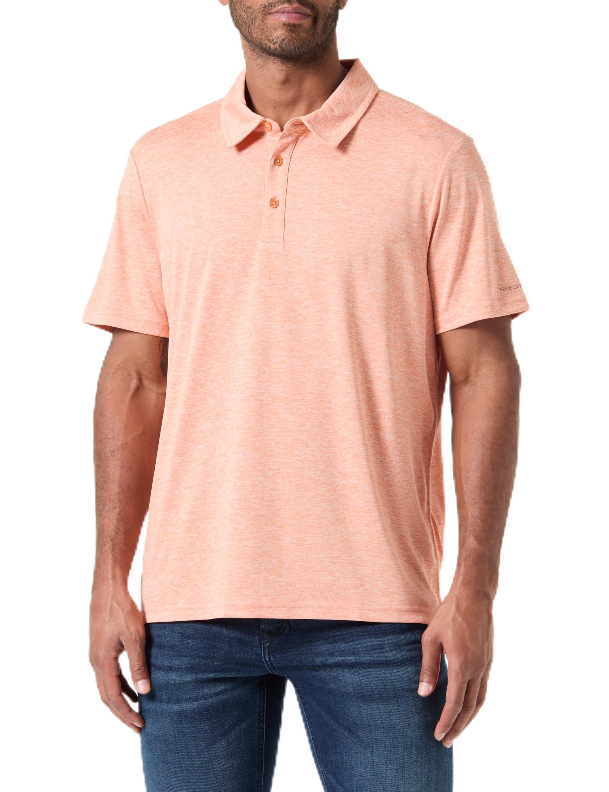 Skechers Mens Godri Charge Polo Shirt, Sun Baked/Bright White, S UK