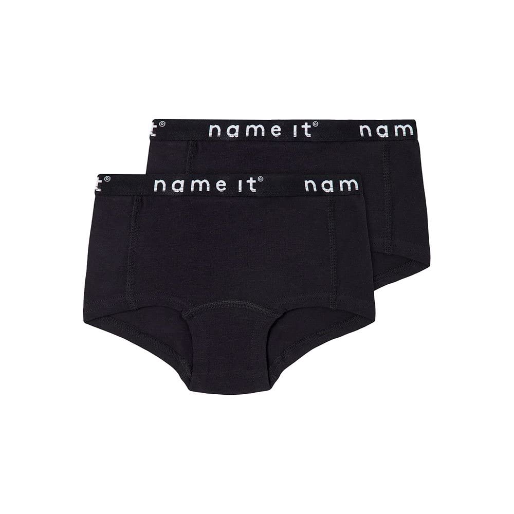 NAME IT Girls Nkfhipster 2p Noos Panties, Black/Pack:w/ Black, 158-164 UK