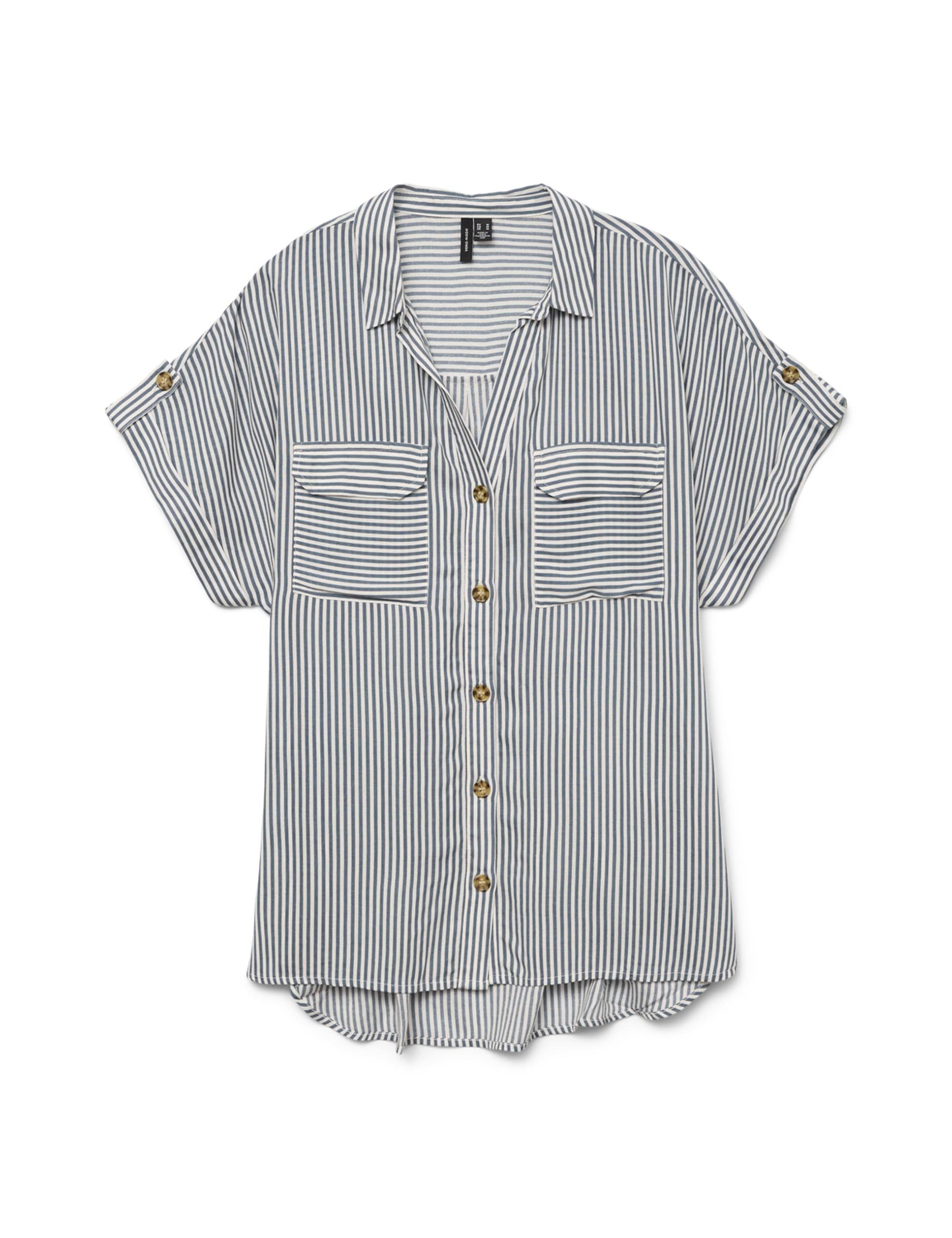 VERO MODA Women's Vmbumpy SS Shirt WVN Ga Noos, Stormy Weather, L