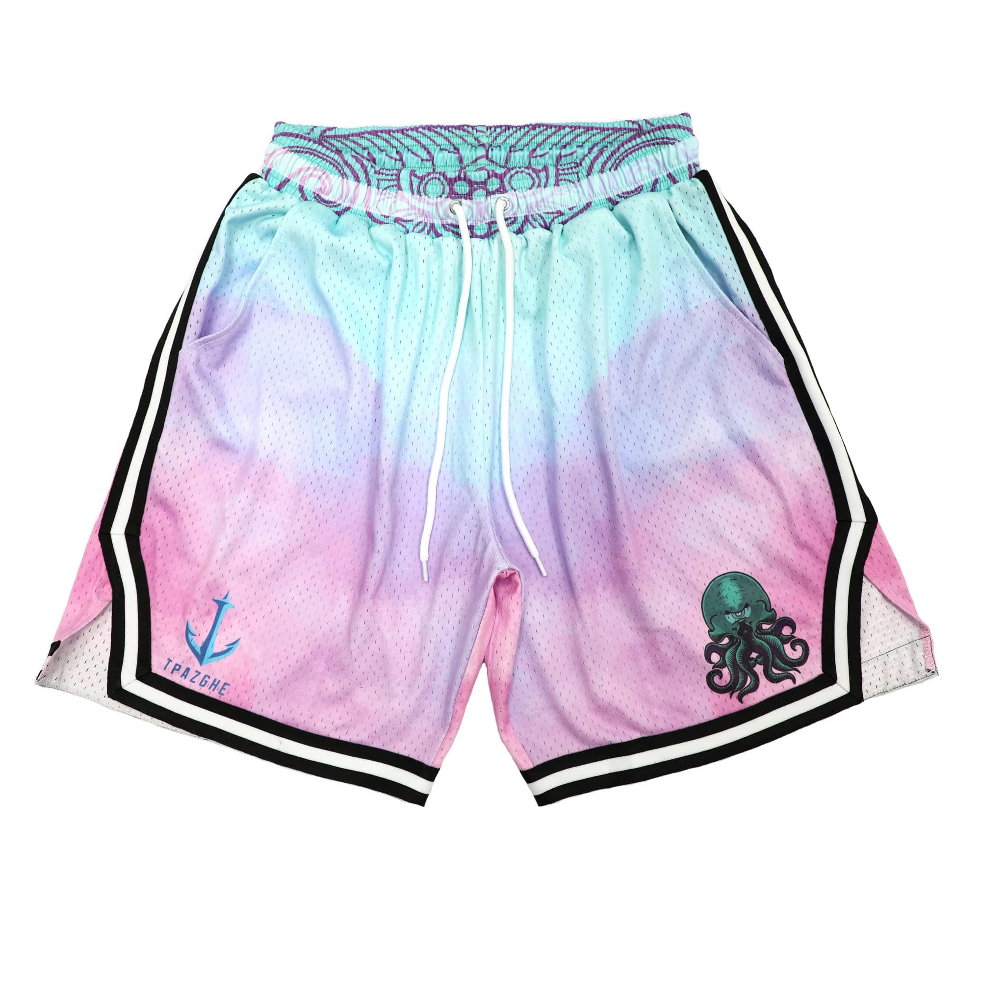 TPAZGHE Basketball Athletic Shorts Men - Mesh Gym Sports Workout Training Drawstring Retro Casual Fashion Short with Pockets…, A011, X-Small