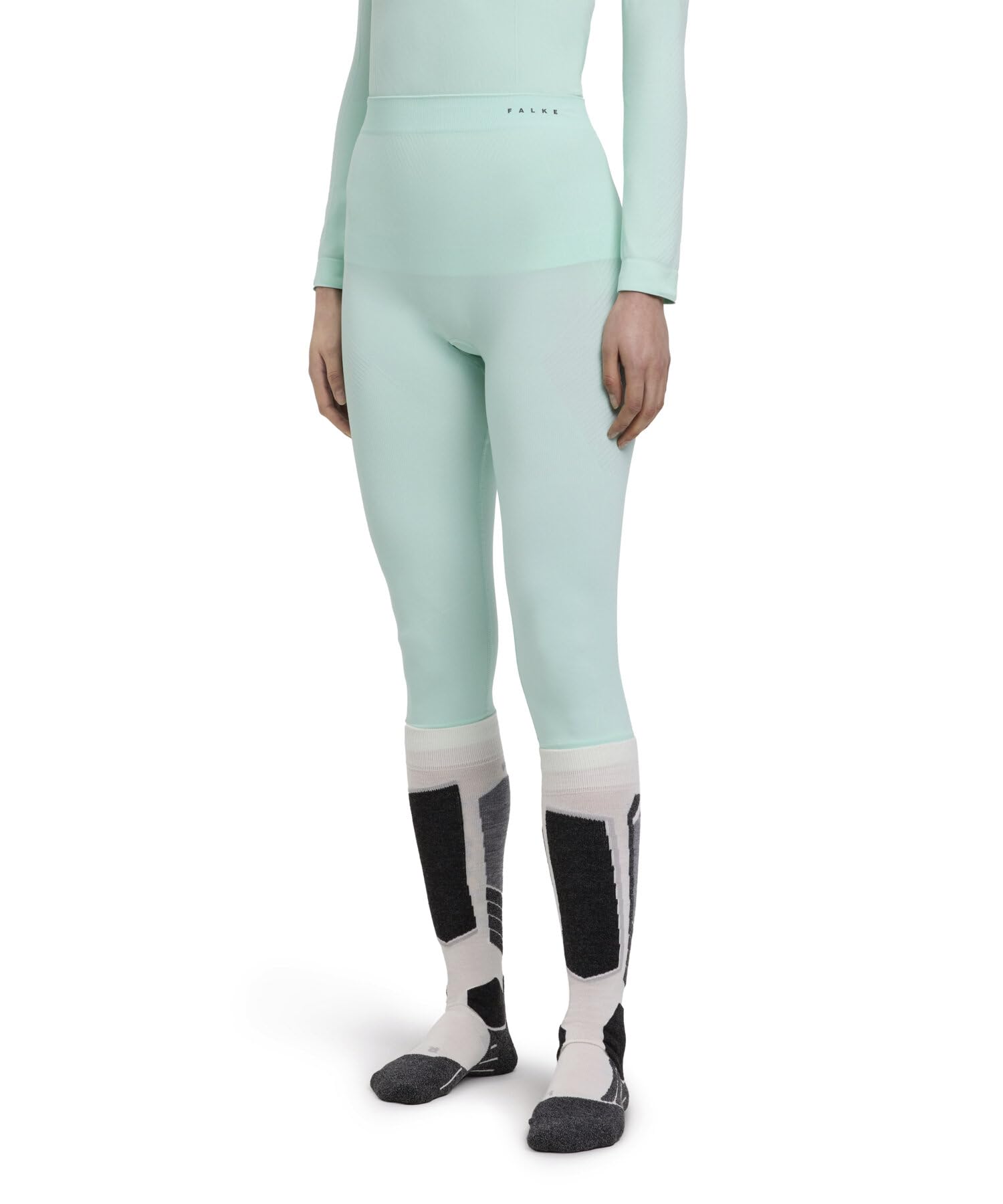 FALKE Women's Warm 3/4 W Ti Functional Yarn Quick Dry 1 Piece Base Layer Bottom, Green Jade 7439, L